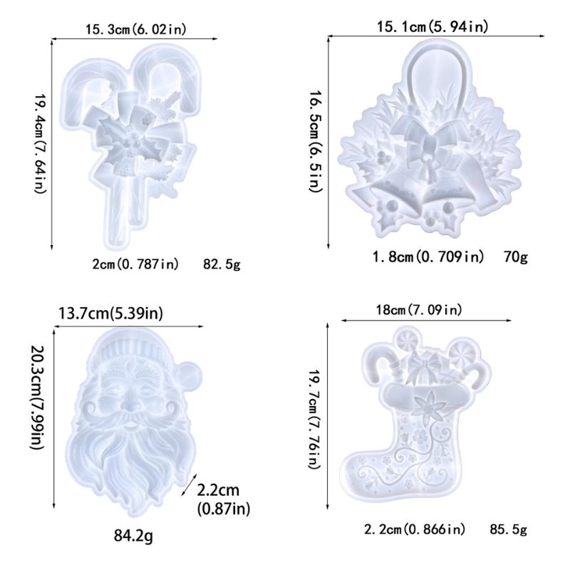 Christmas Bells Santa Sock Crutches Candy Decorations Resin Molds