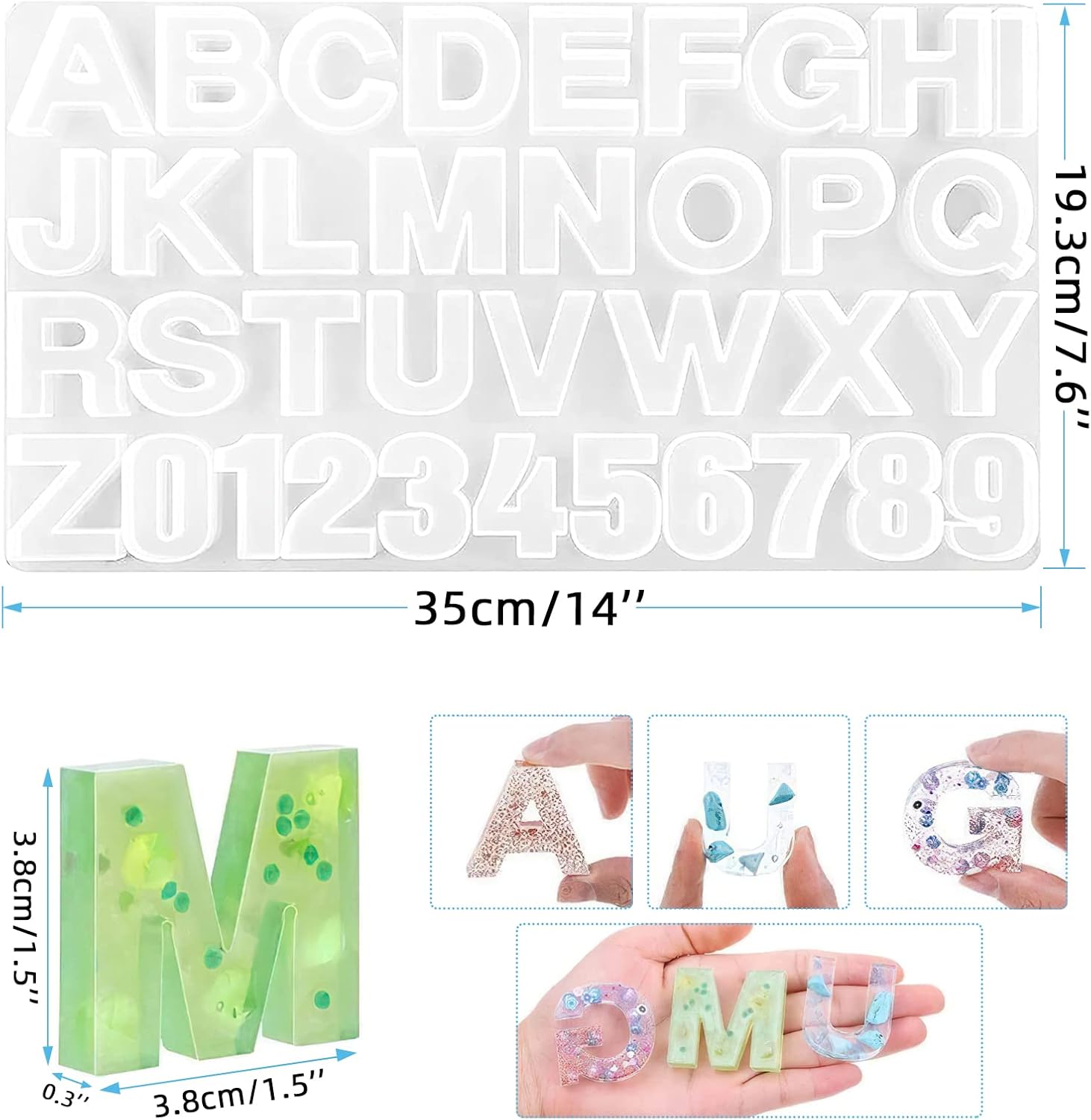 Alphabet Resin Molds - 26 Letters and 10 numbers - Craft Resin US