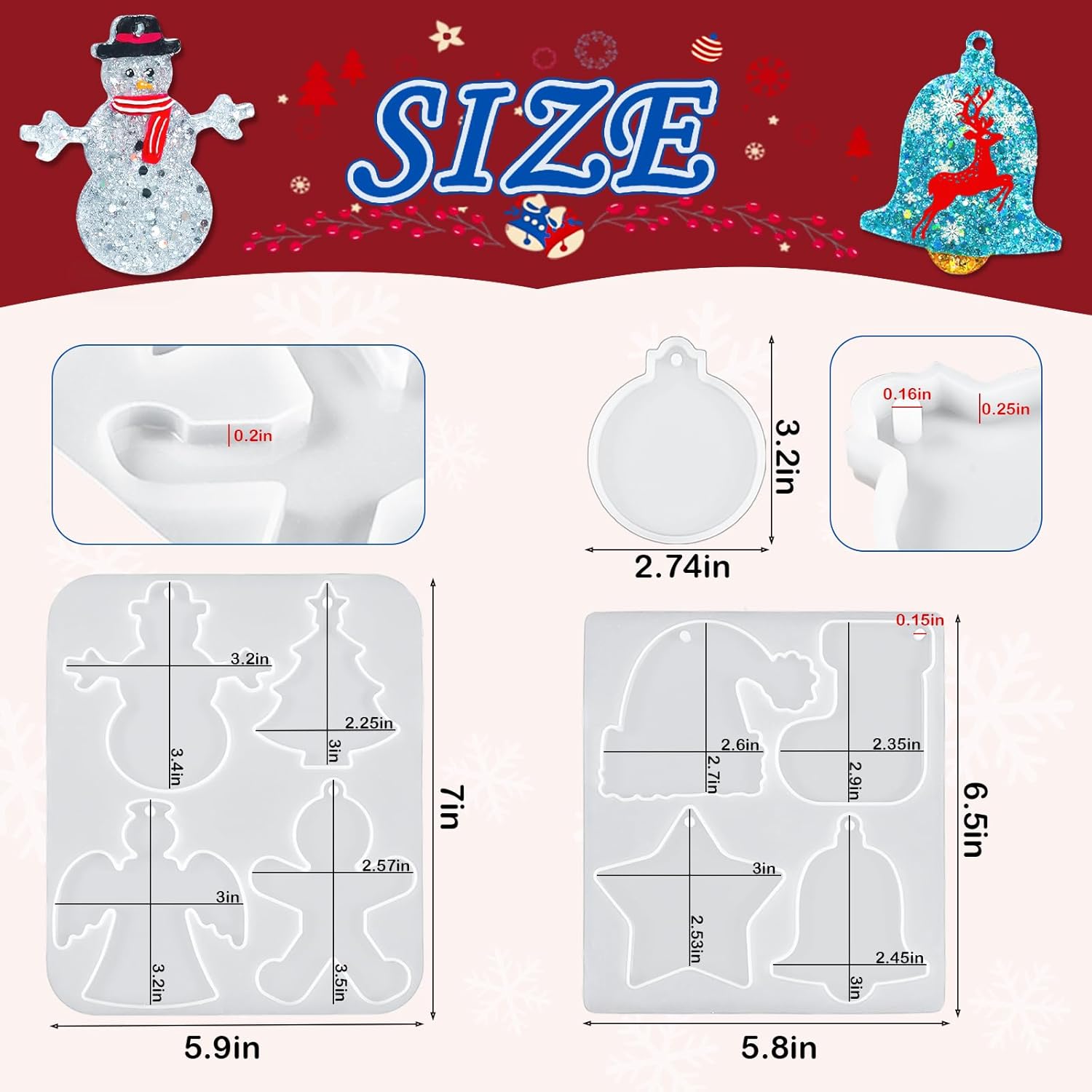 Christmas Ornament Resin Molds - set of 11 - Craft Resin US