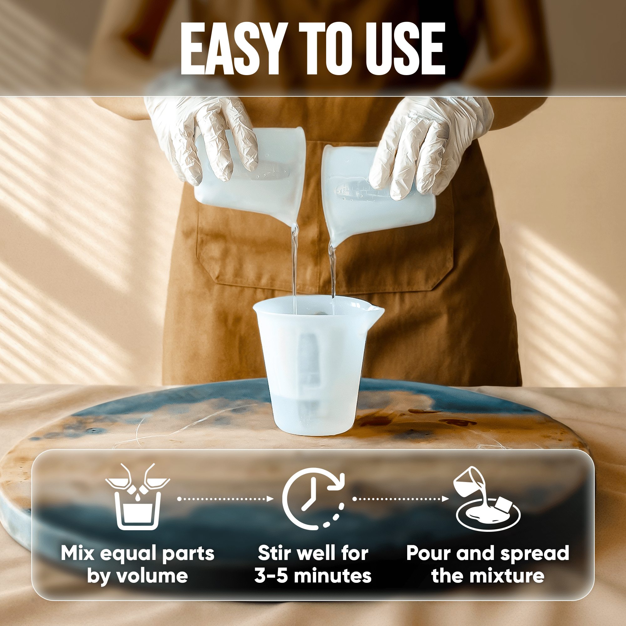 Self leveling table top epoxy for smooth protective coating on small wood projects