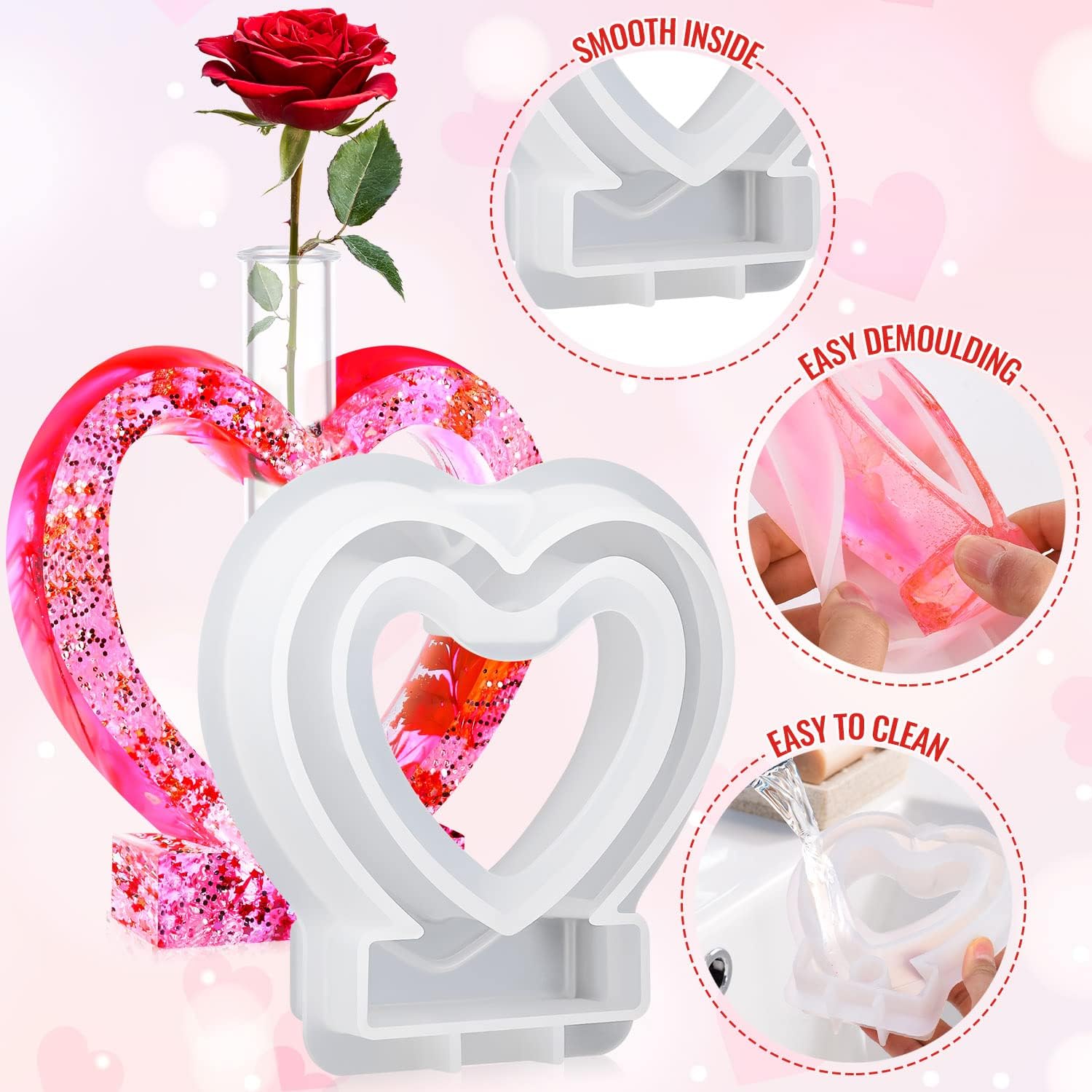 Heart Vase Resin Molds - Craft Resin US