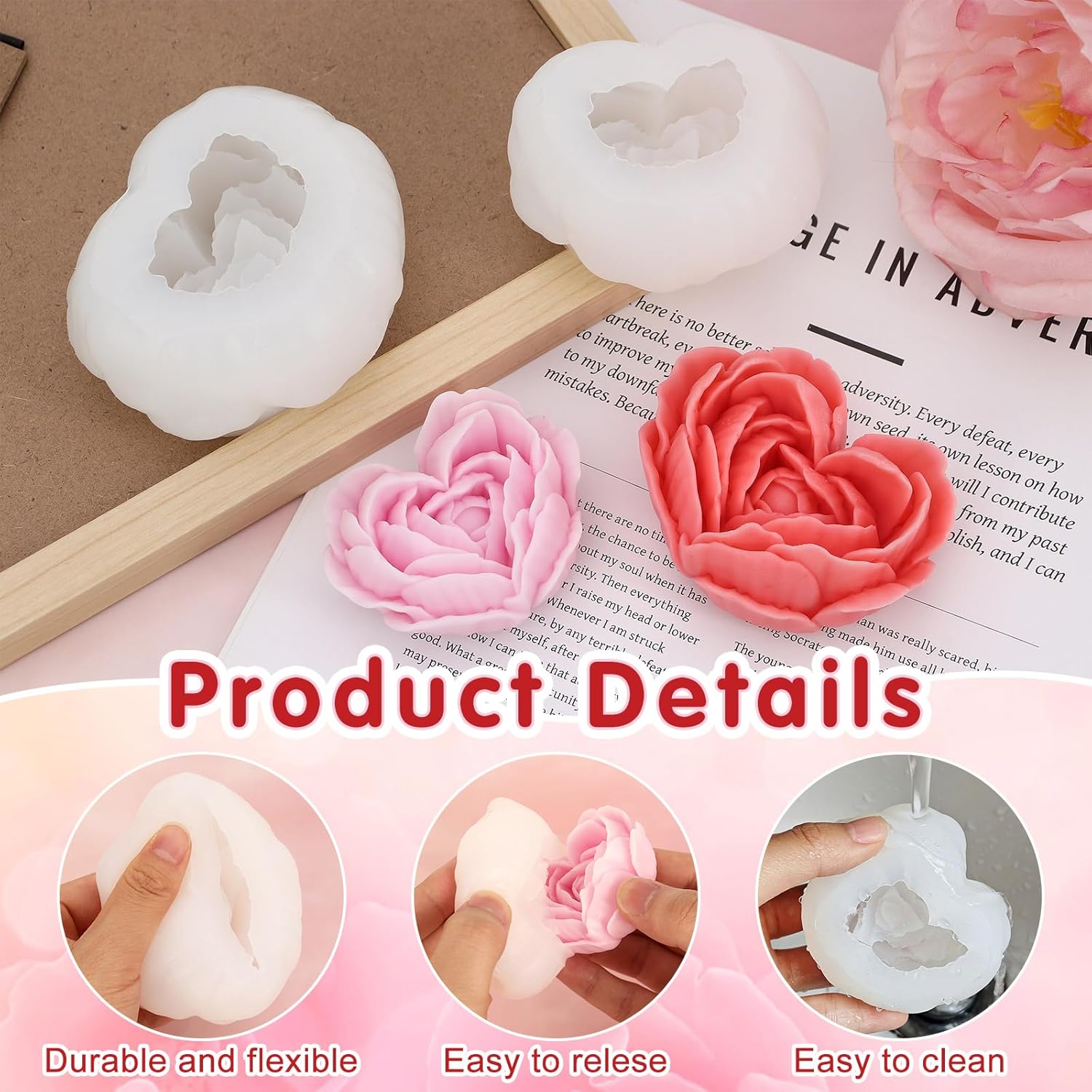 Rose Heart Resin Molds - set of 2 - Craft Resin US