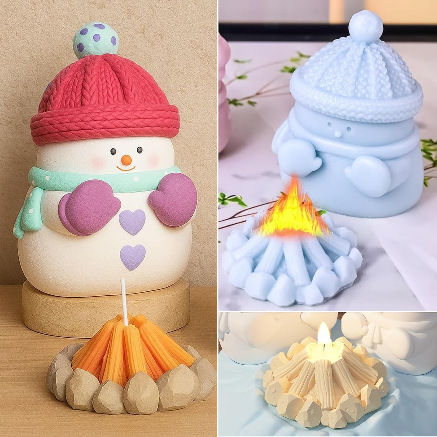 Snowman with Fire Candle Resin Molds - Craft Resin US