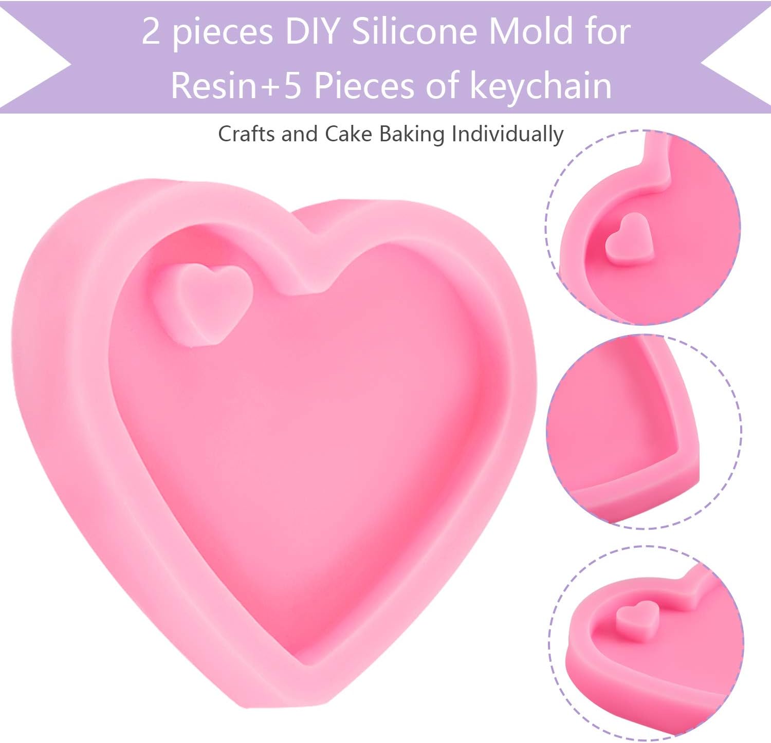 Valentine Heart Resin Keychain Molds - set of 4 - Craft Resin US