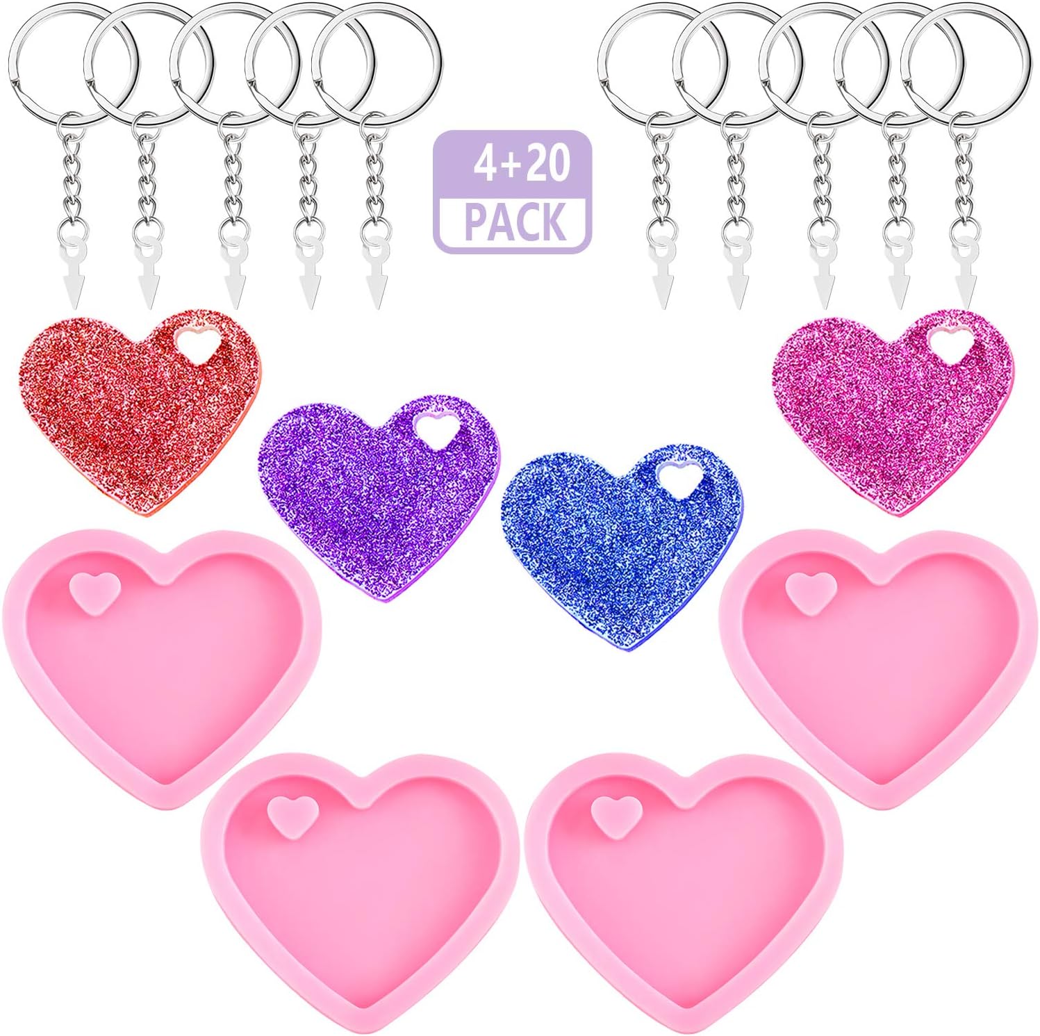 Valentine Heart Resin Keychain Molds - set of 4 - Craft Resin US