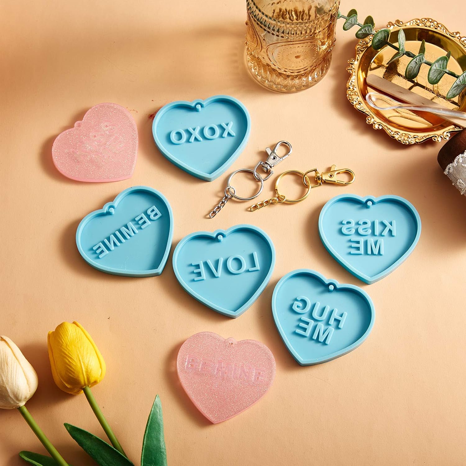 Valentine‘s Day Keychain Resin Molds with Metal Swivel - Craft Resin US
