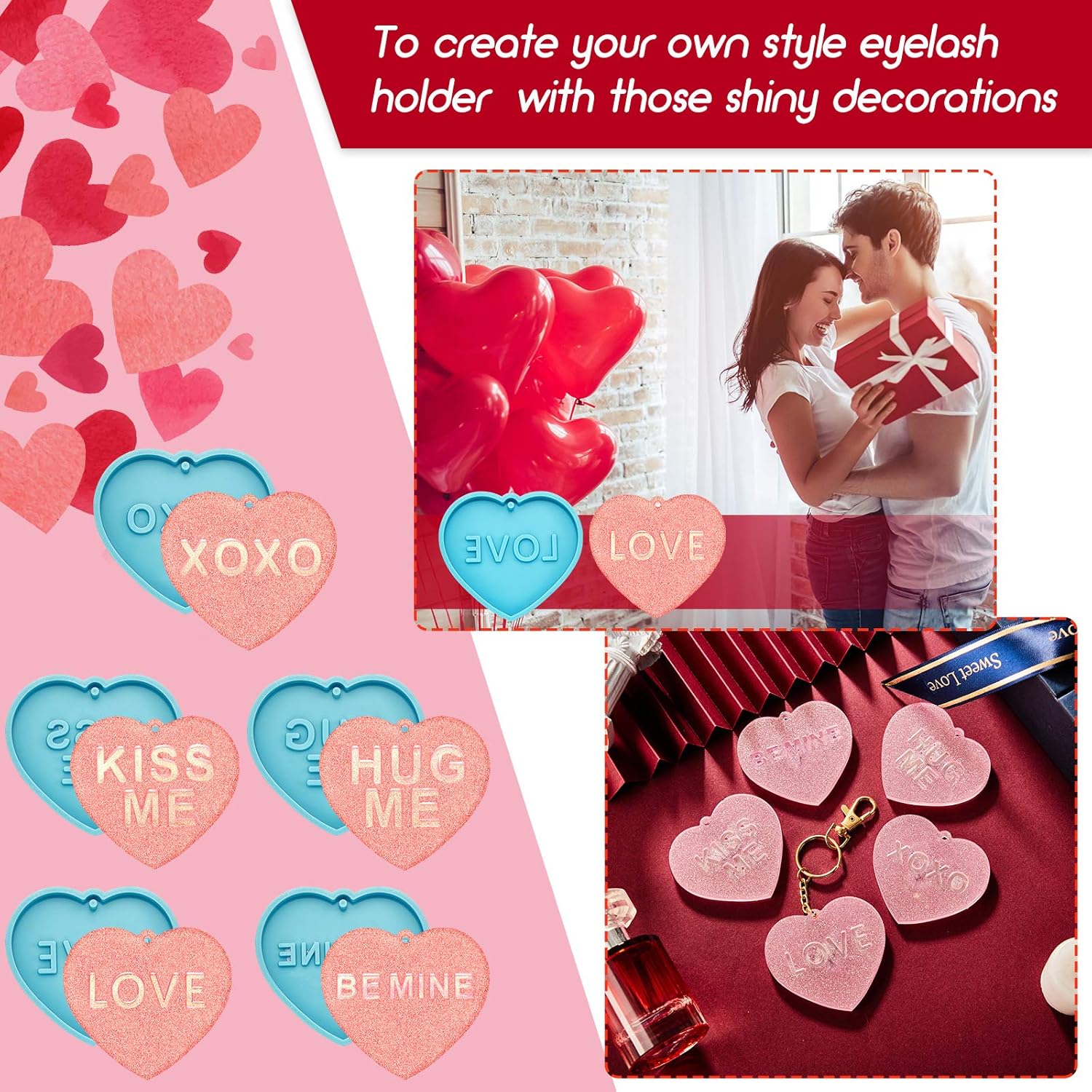 Valentine‘s Day Keychain Resin Molds with Metal Swivel - Craft Resin US