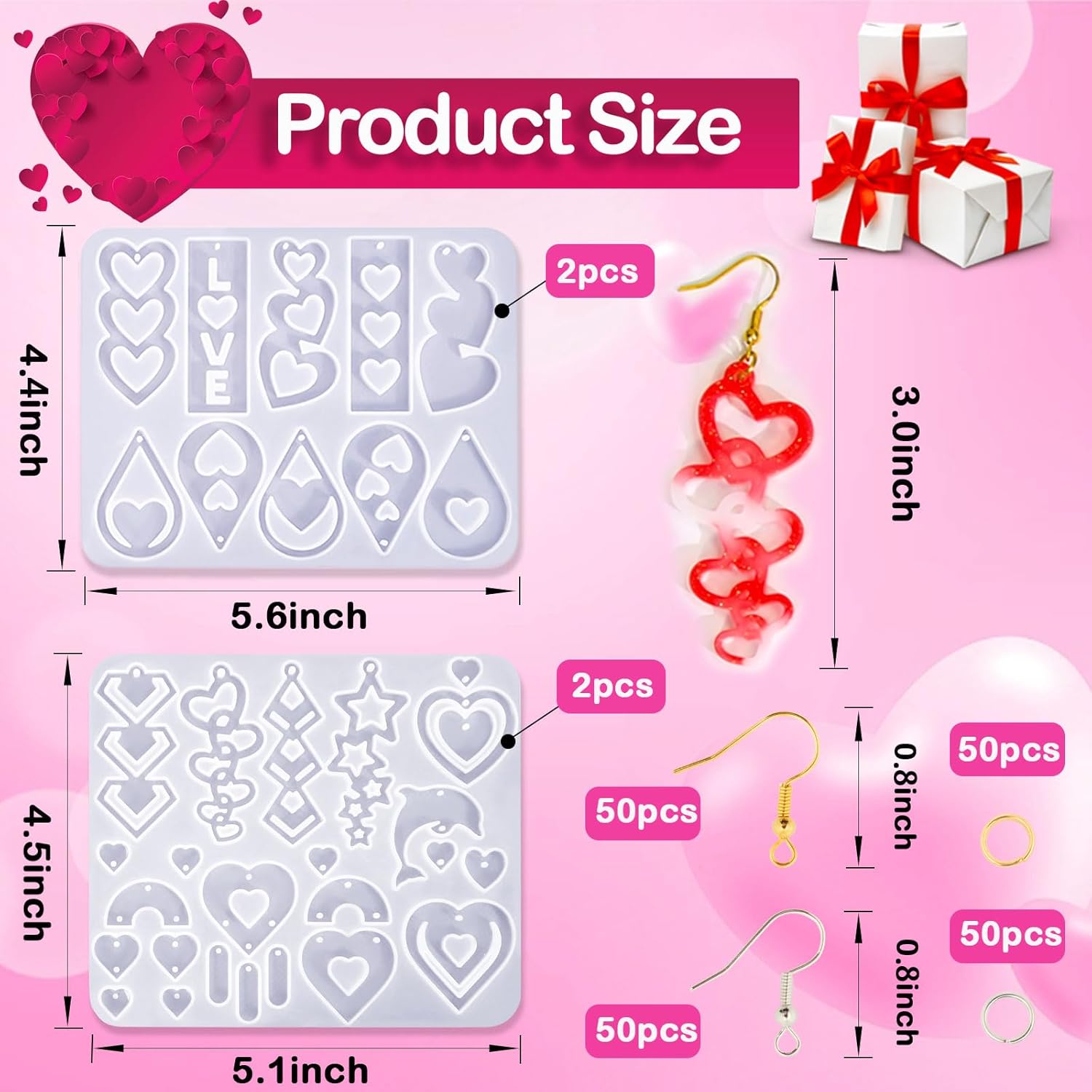 Valentine's Day Resin Earring Mold - 20 pairs - Craft Resin US