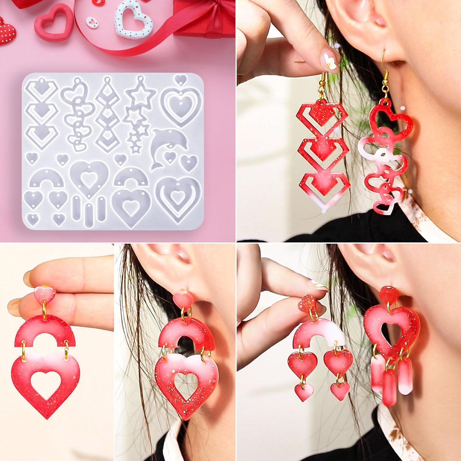 Valentine's Day Resin Earring Mold - 20 pairs - Craft Resin US