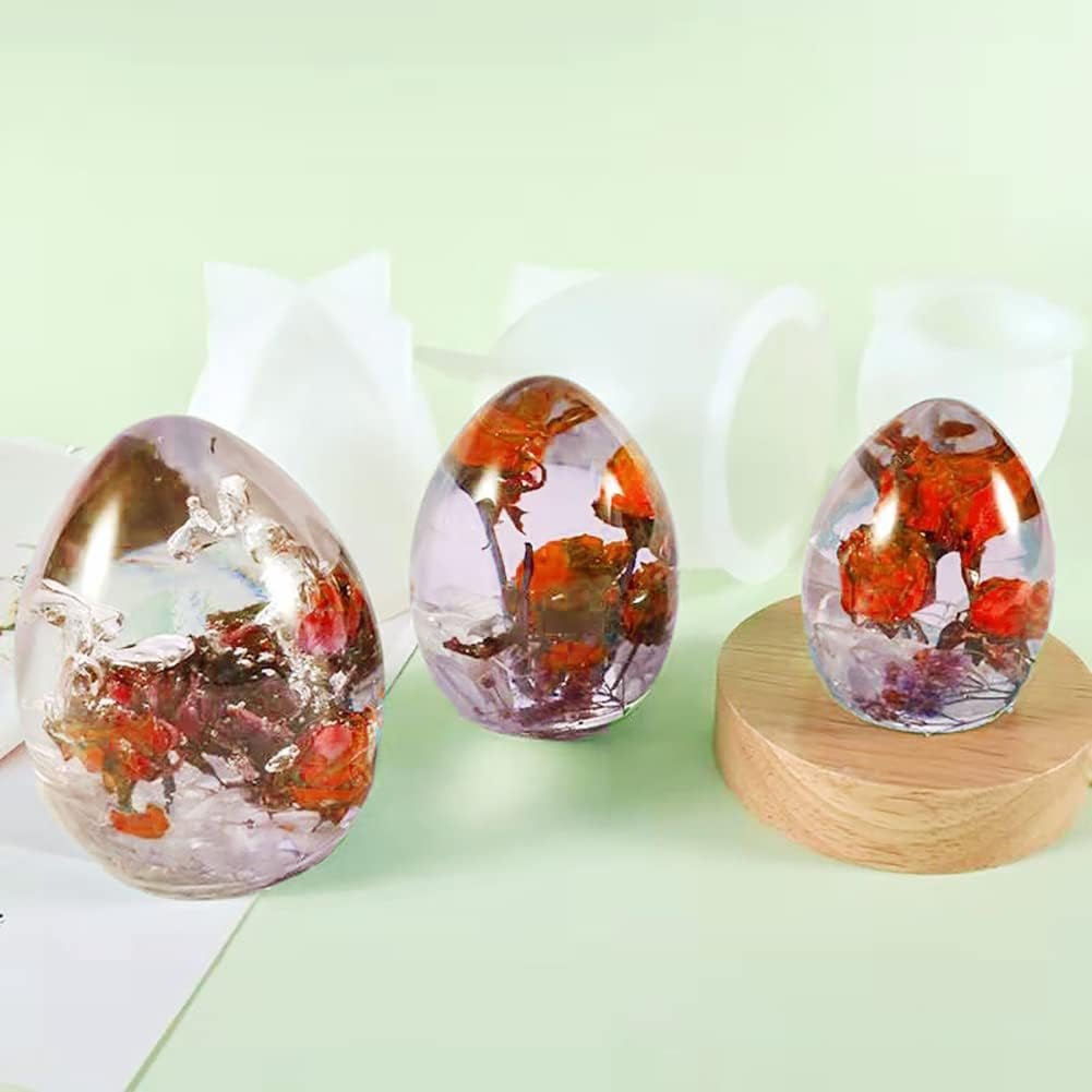 3 Pieces Egg Resin Mold, Large Oval Silicone Molds for DIY Art Table Lamp, Home Decoration, Valentine, Easter - Craft Resin US