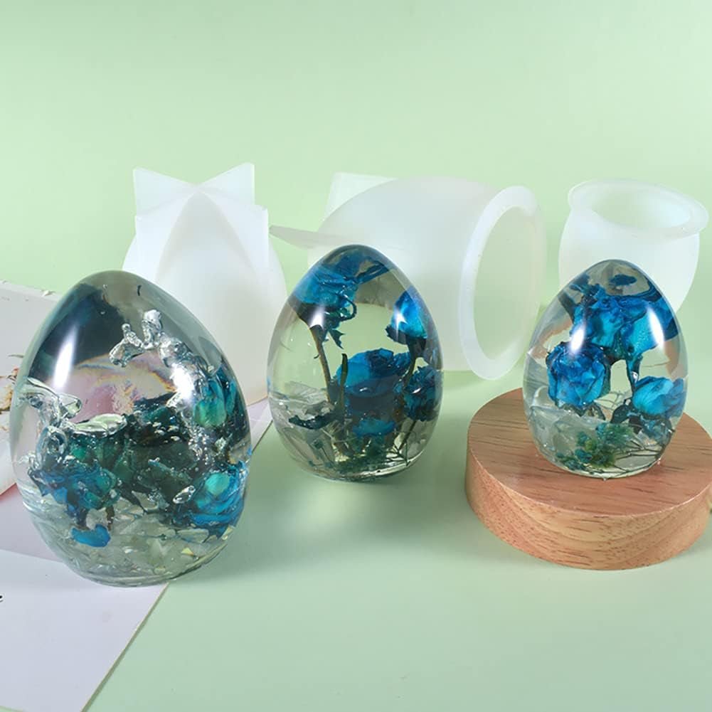 3 Pieces Egg Resin Mold, Large Oval Silicone Molds for DIY Art Table Lamp, Home Decoration, Valentine, Easter - Craft Resin US