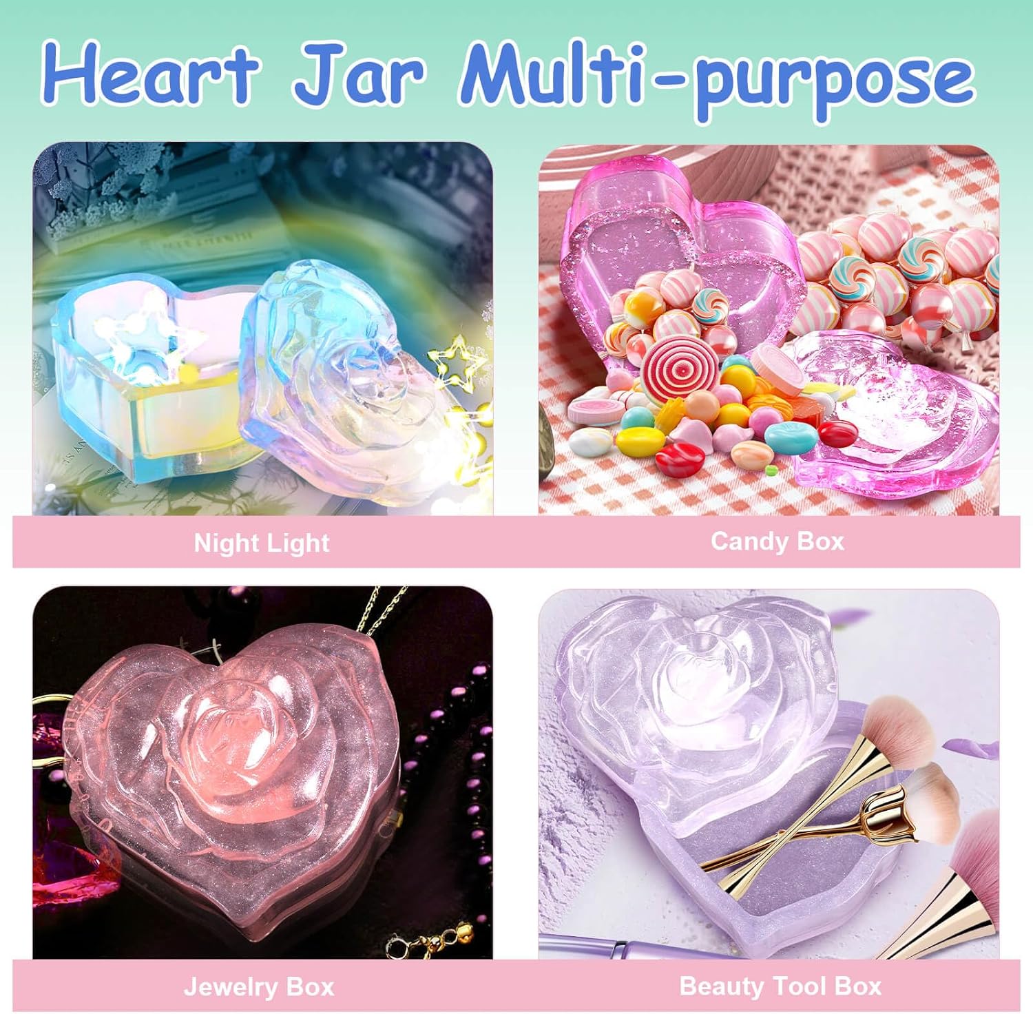 3D Heart Jar with Lid Resin Mold - Craft Resin US