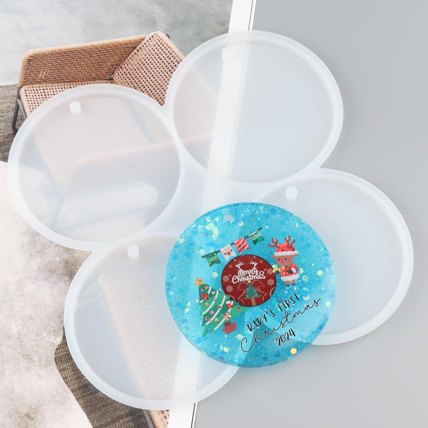 4 - Cavity Christmas Ornaments Resin Molds with Hole - Craft Resin US