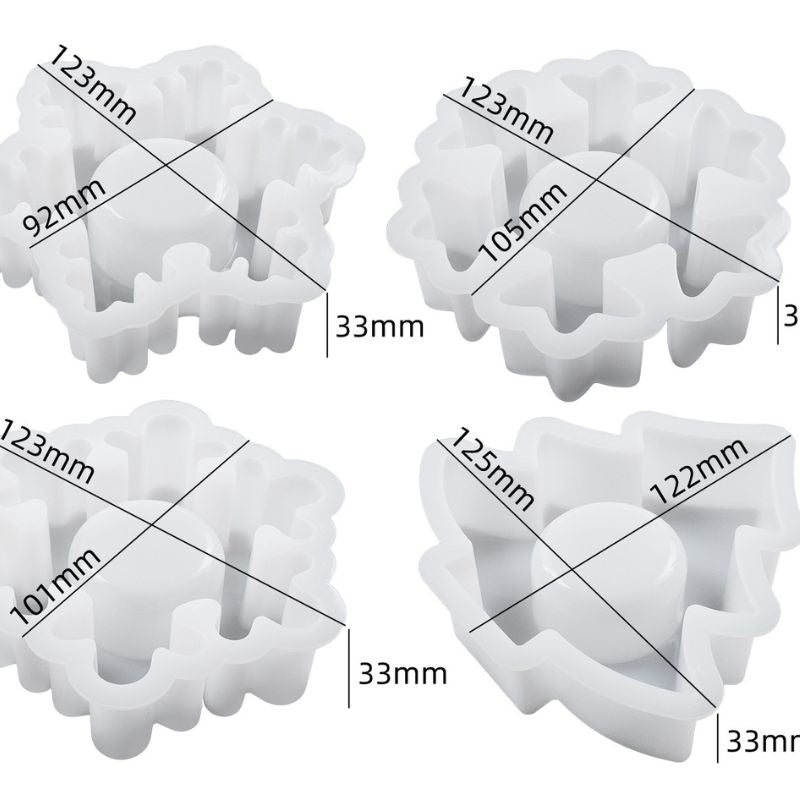 4pcs Snowflake Christmas Candle Holder Resin Molds - Craft Resin US