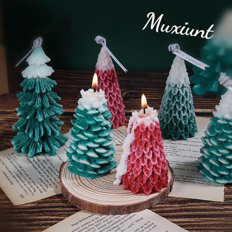 5PCS 3D Christmas Tree Silicone Candle Soap Epoxy Resin Wax Mold Silicone Shapes Christmas Tree Mold for Candle Resin Soap Craft Cake Chocolate Making Kit Christmas Gift Home Party Decoration - Craft Resin US