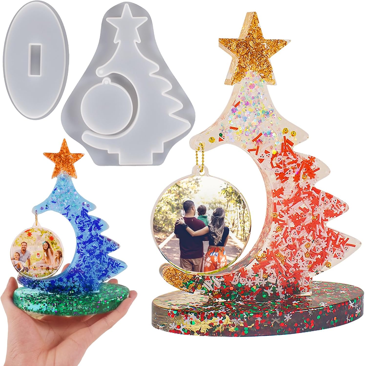 Large Silicone Mold, Photo Frame Resin Molds, Christmas Tree Shape Resin Molds for Epoxy Casting, Picture Frame Display Unique Crafts Making Resin Art Christmas Mold Table Home Decor Gift