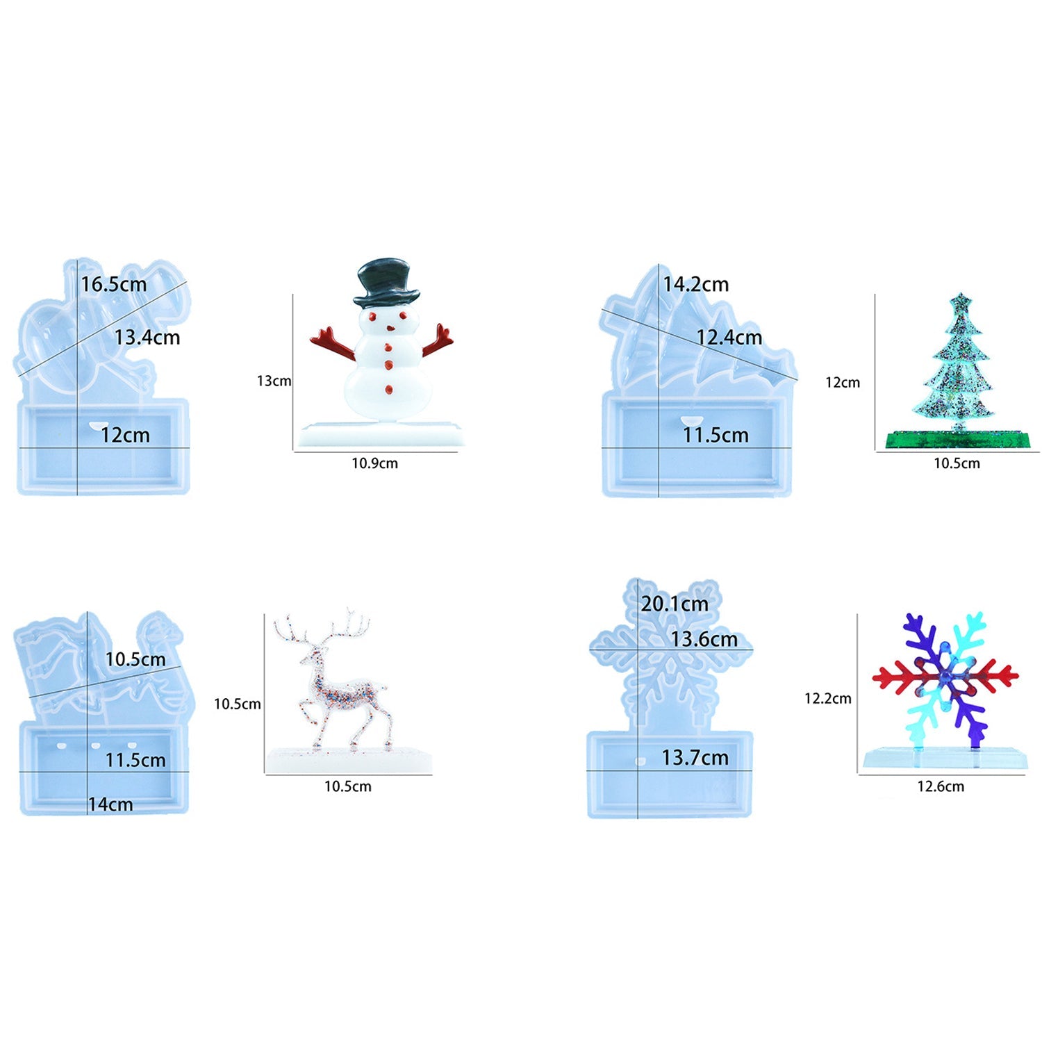 Deer Christmas Tree Snowflake Snowman Christmas Ornament Resin Molds