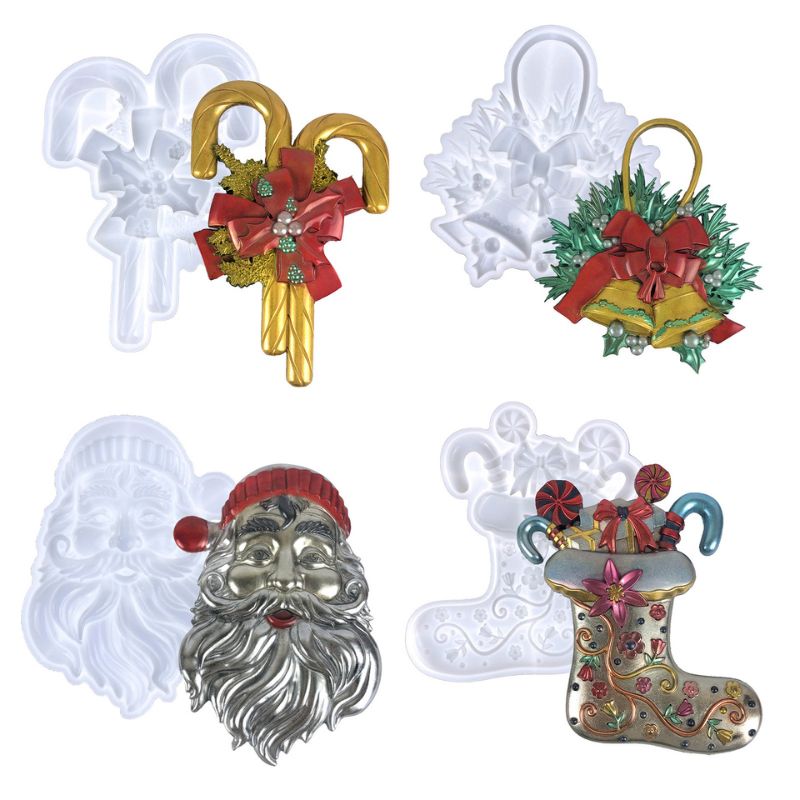 Christmas Bells Santa Sock Crutches Candy Decorations Resin Molds - Craft Resin US