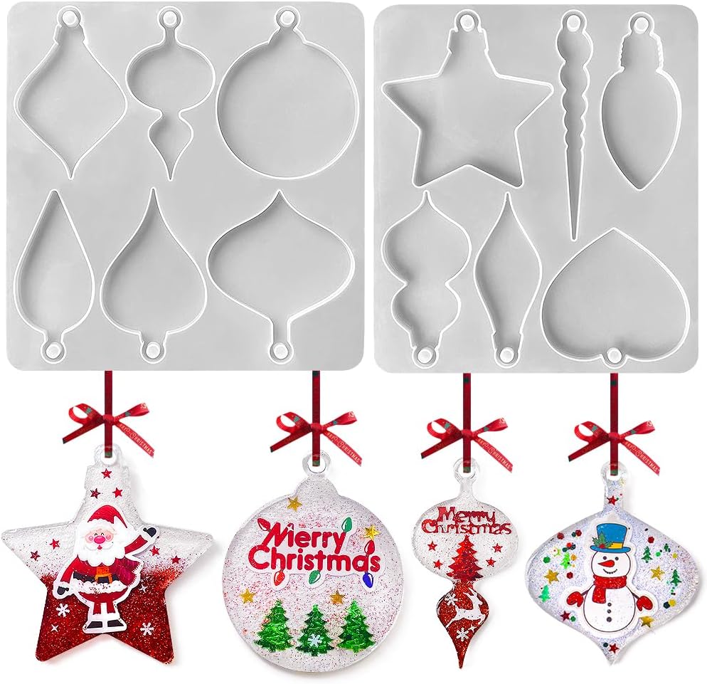 Christmas Ornament Molds for Resin, Bauble Silicone Molds, Star Bulb round Ornament Resin Mold - Craft Resin US
