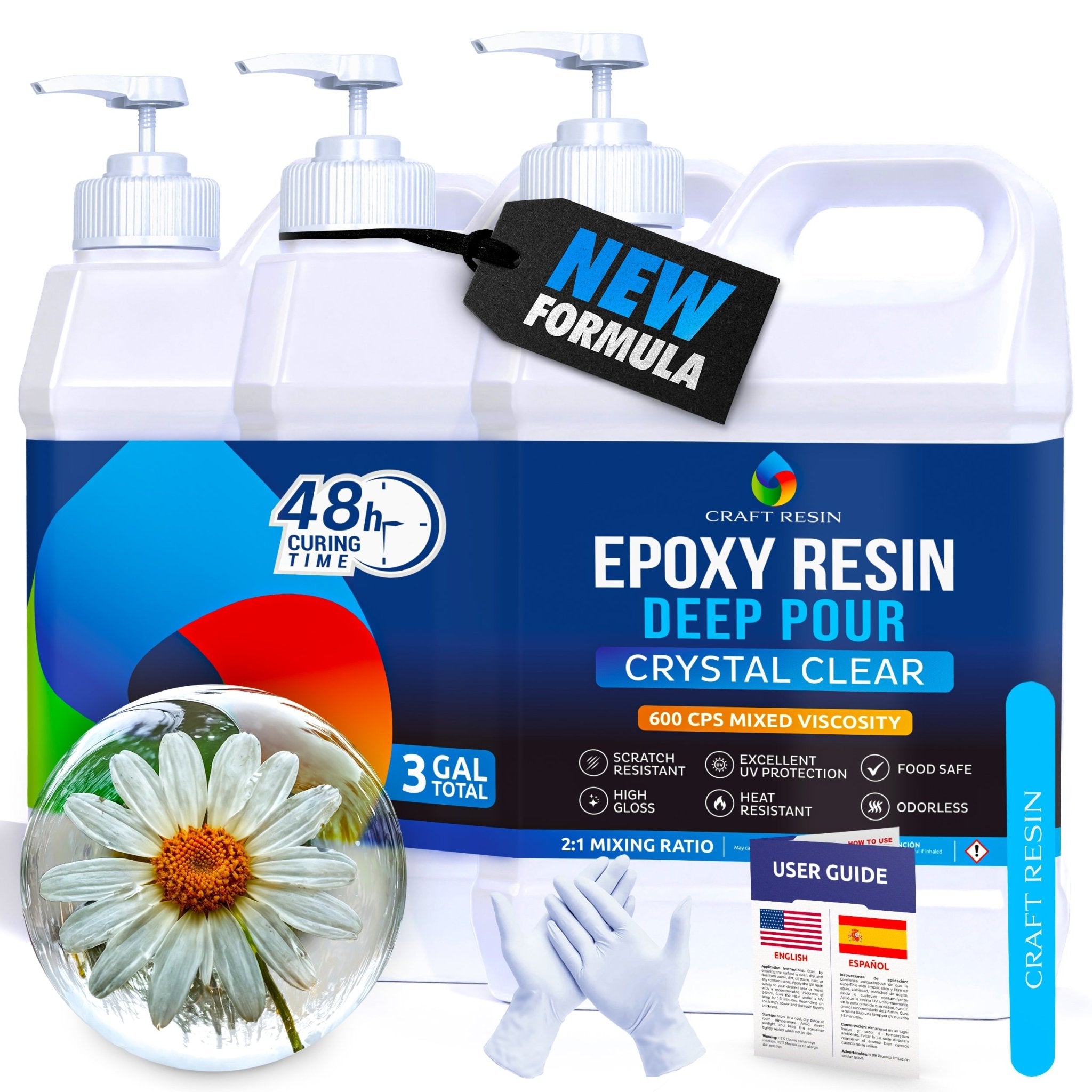 Epoxy Resin 1:1 Diamond MAX-UV Crystal Clear Casting Resin 2K Resin Hardener 0.1-10 Cm 4L (2L A 2L B - View #8