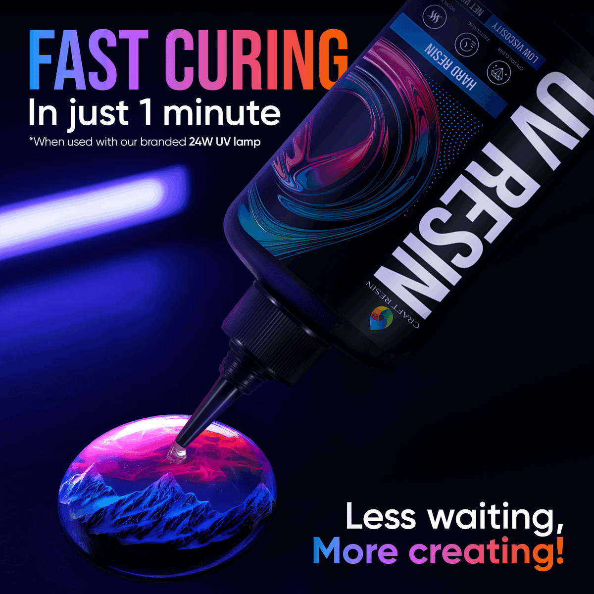 Fast-curing Craft Resin Hard UV Resin 300g with crystal clear non-yellowing formula
