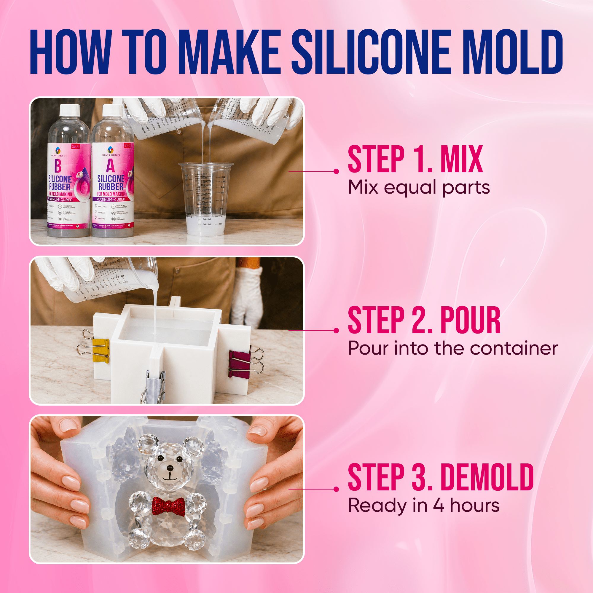CRAFT RESIN Silicone Mold Making Kit 15A 8.8lb | Soft & Flexible Platinum Silicone - Craft Resin US
