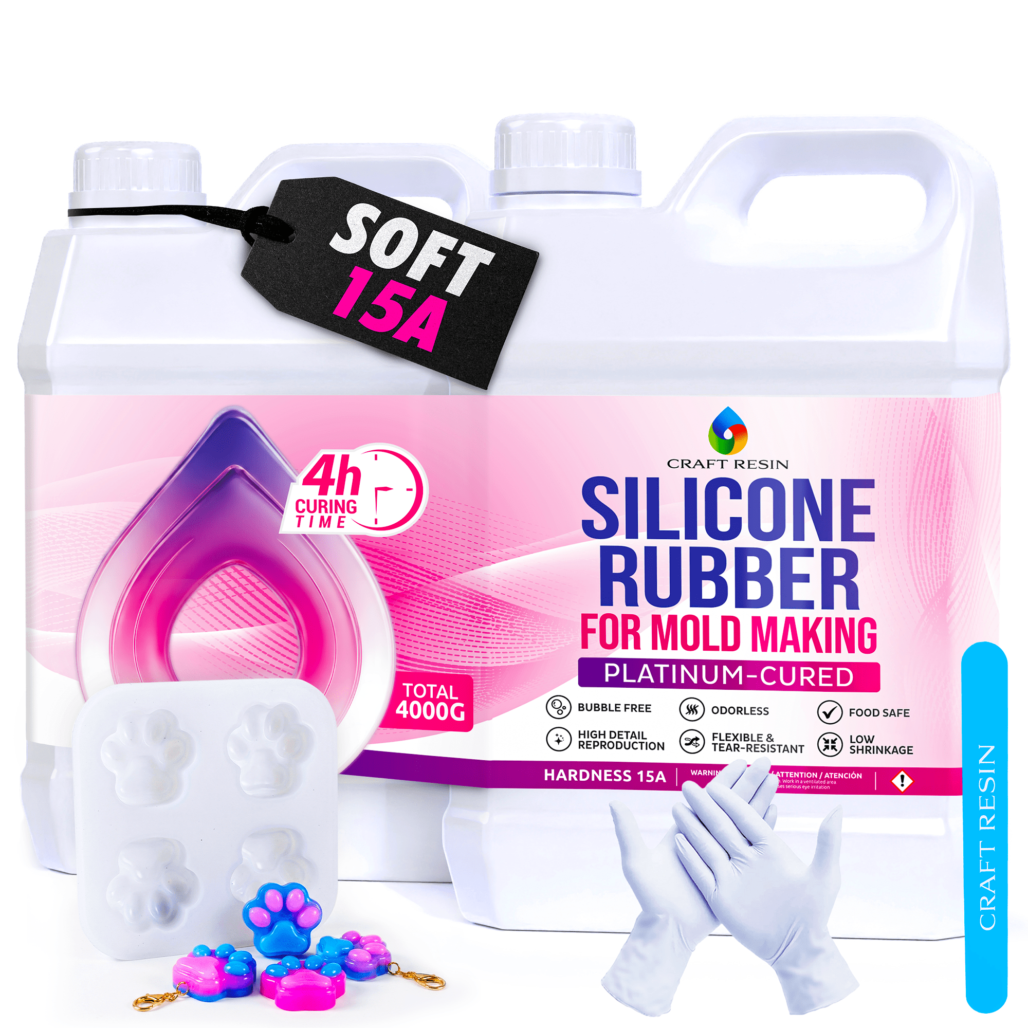 CRAFT RESIN Silicone Mold Making Kit 15A 8.8lb | Soft & Flexible Platinum Silicone - Craft Resin US