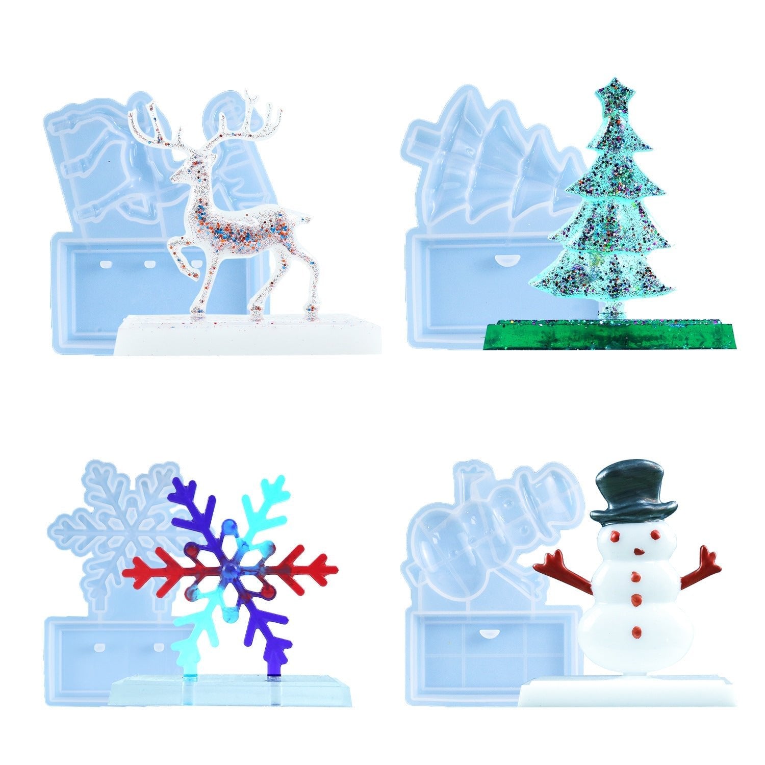 Deer Christmas Tree Snowflake Snowman Christmas Ornament Resin Molds - Craft Resin US