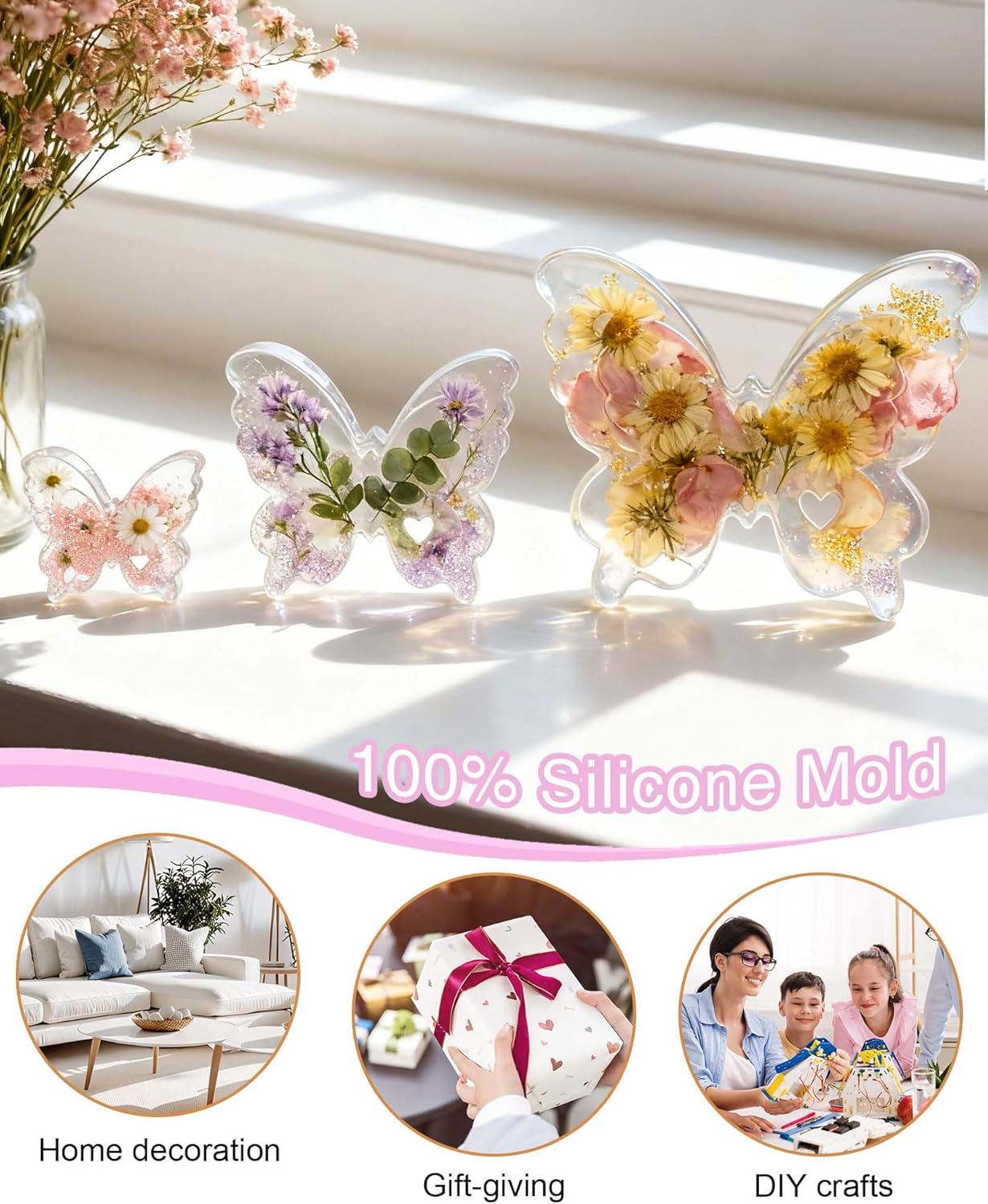 Epoxy Resin Molds for Spring Butterfly Soft Silicone Molds Set of 3 Sizes Easter Silicone Molds for Resin, Gypsum and Candle - Craft Resin US