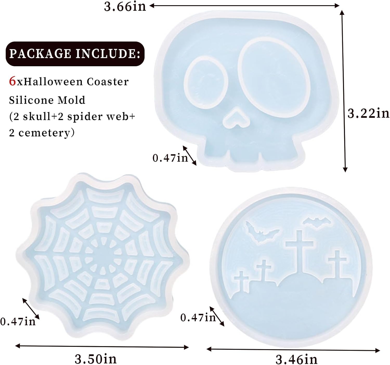 Halloween Coaster Resin Mold - Set of 6 - Craft Resin US