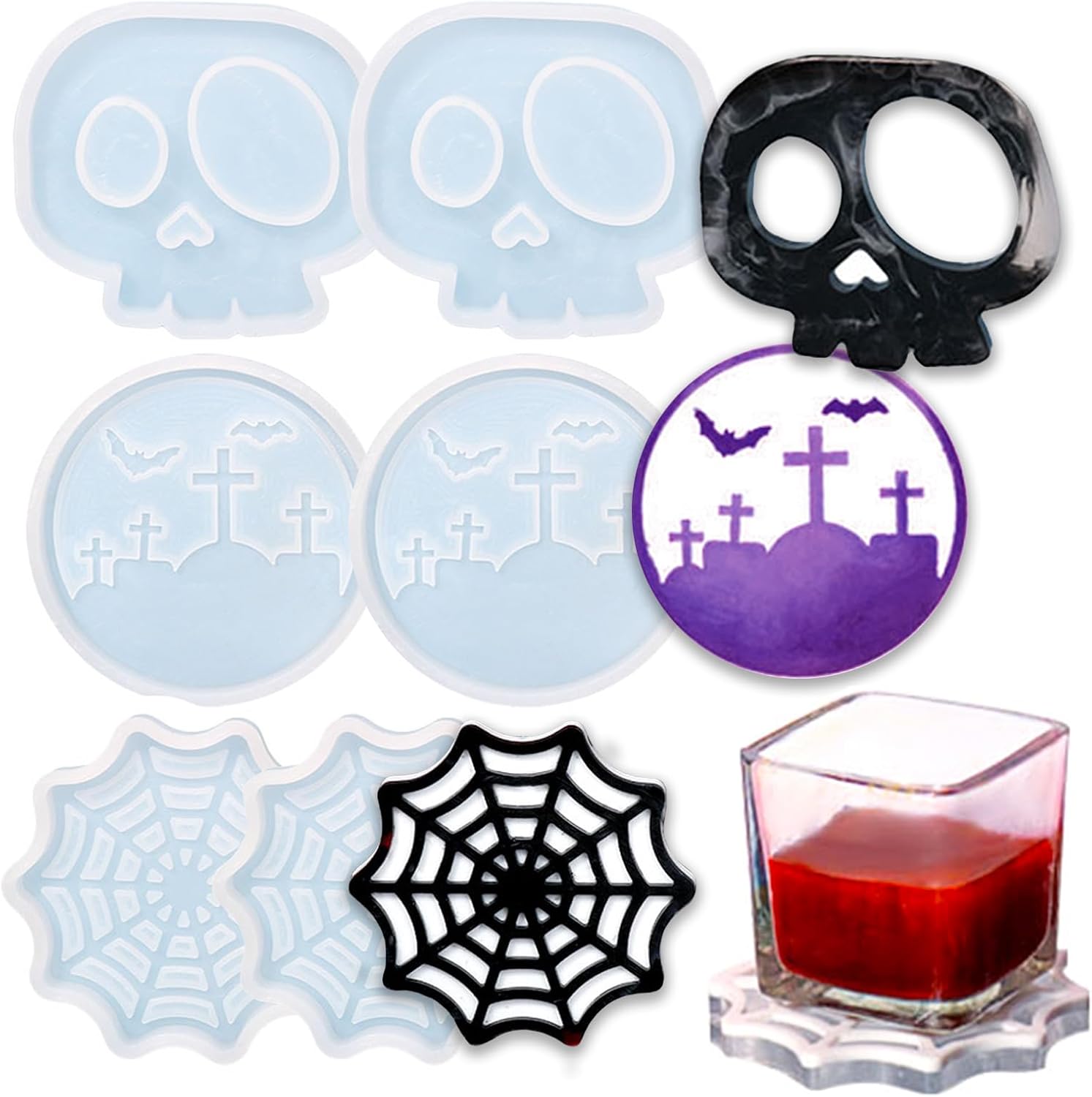 Halloween Coaster Resin Mold - Set of 6 - Craft Resin US