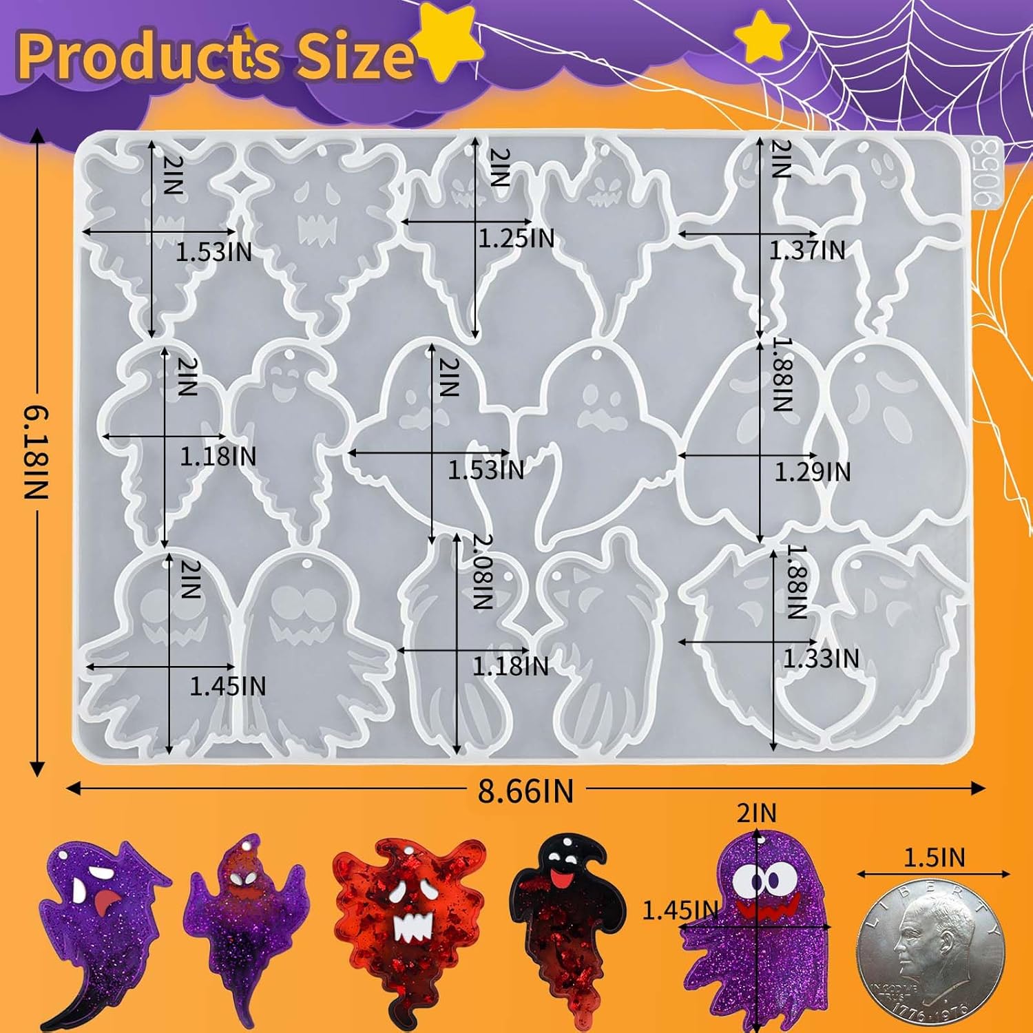 Halloween Ghost Earring Molds - 9 Pairs - Craft Resin US