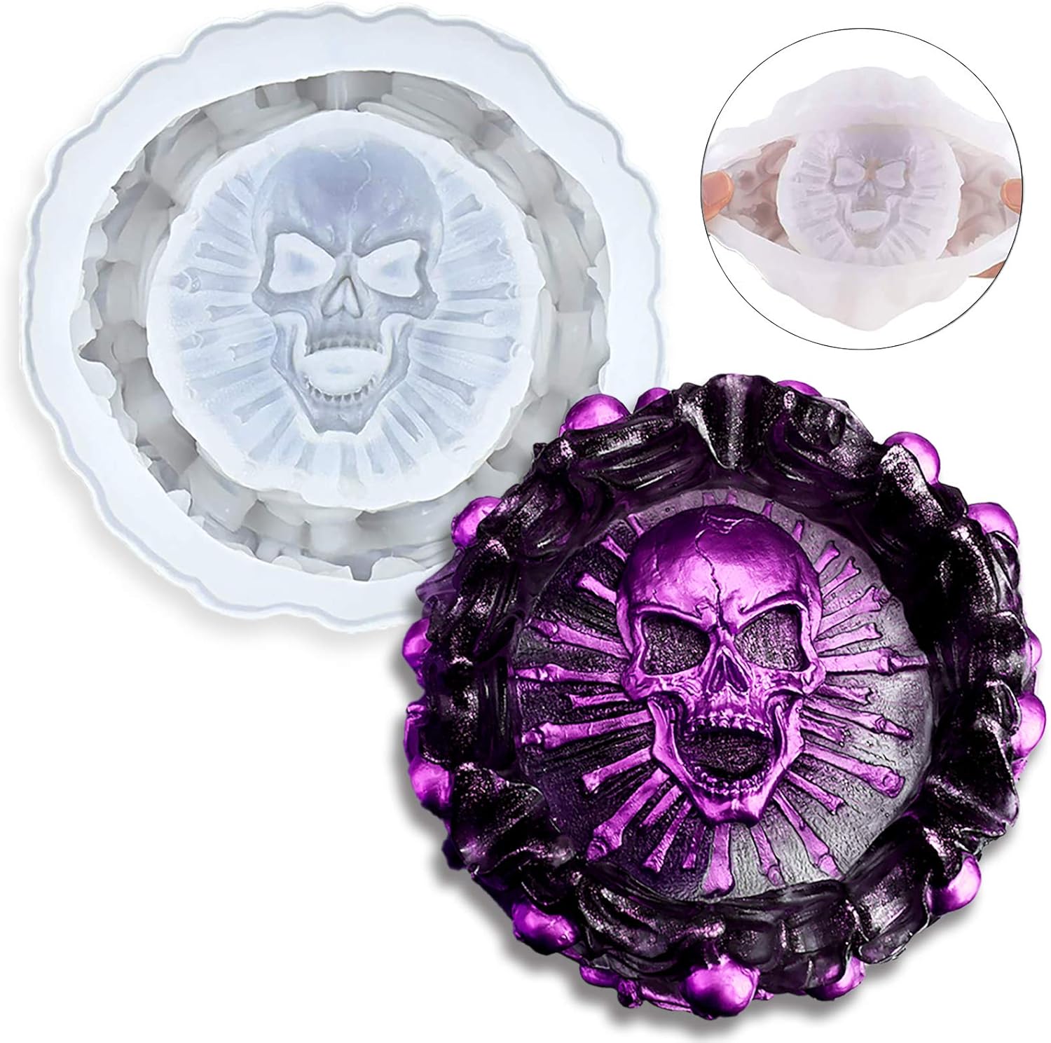 Halloween Skull Ashtray Mold - Craft Resin US