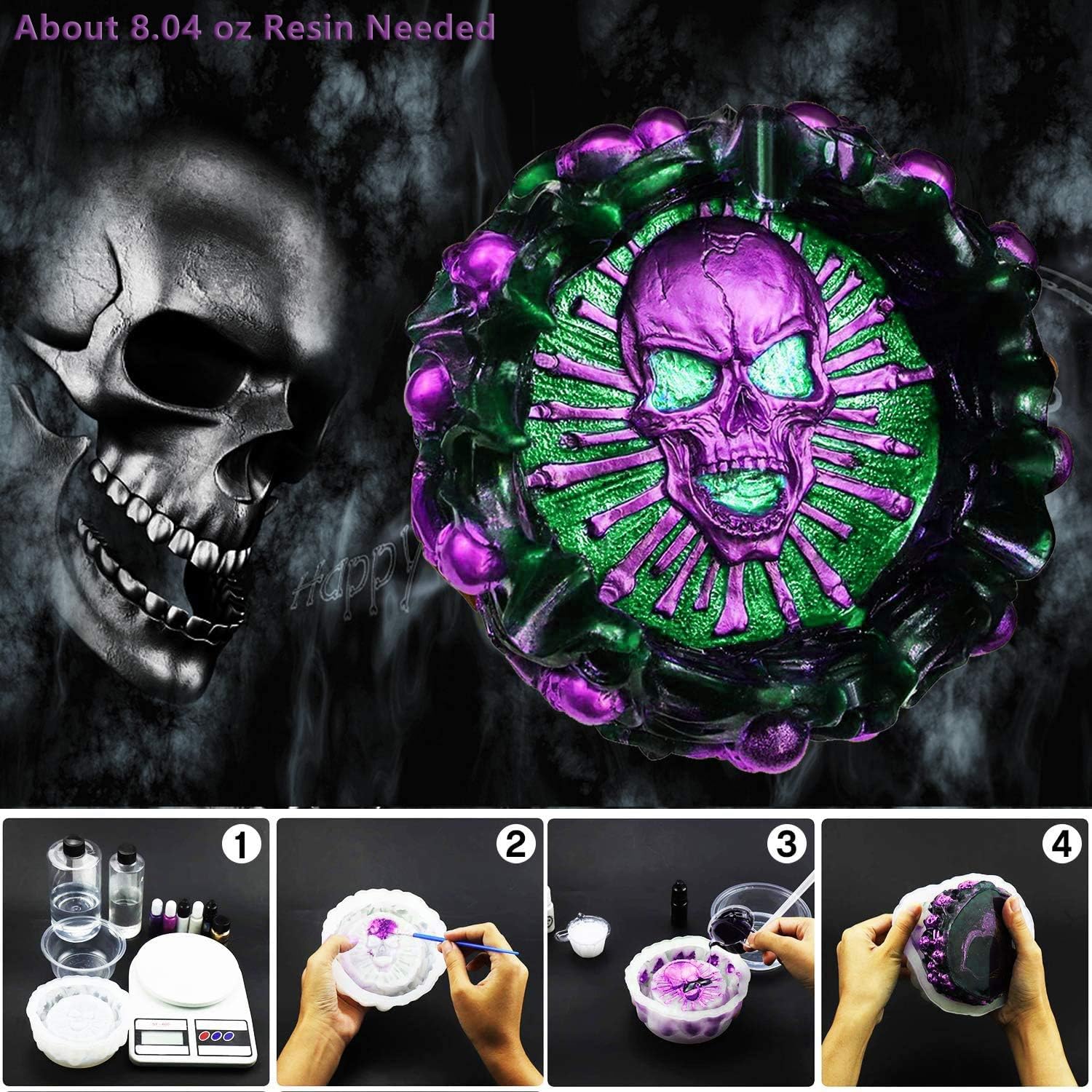 Halloween Skull Ashtray Mold - Craft Resin US