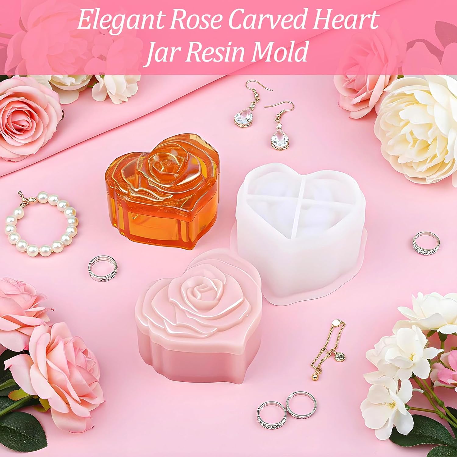 Heart Jar Resin Mold with Rose Lid - Craft Resin US