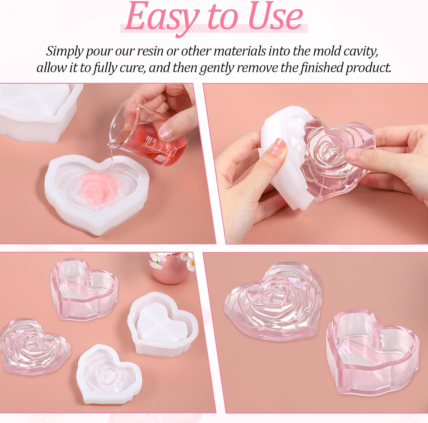 Heart Jar Resin Mold with Rose Lid - Craft Resin US