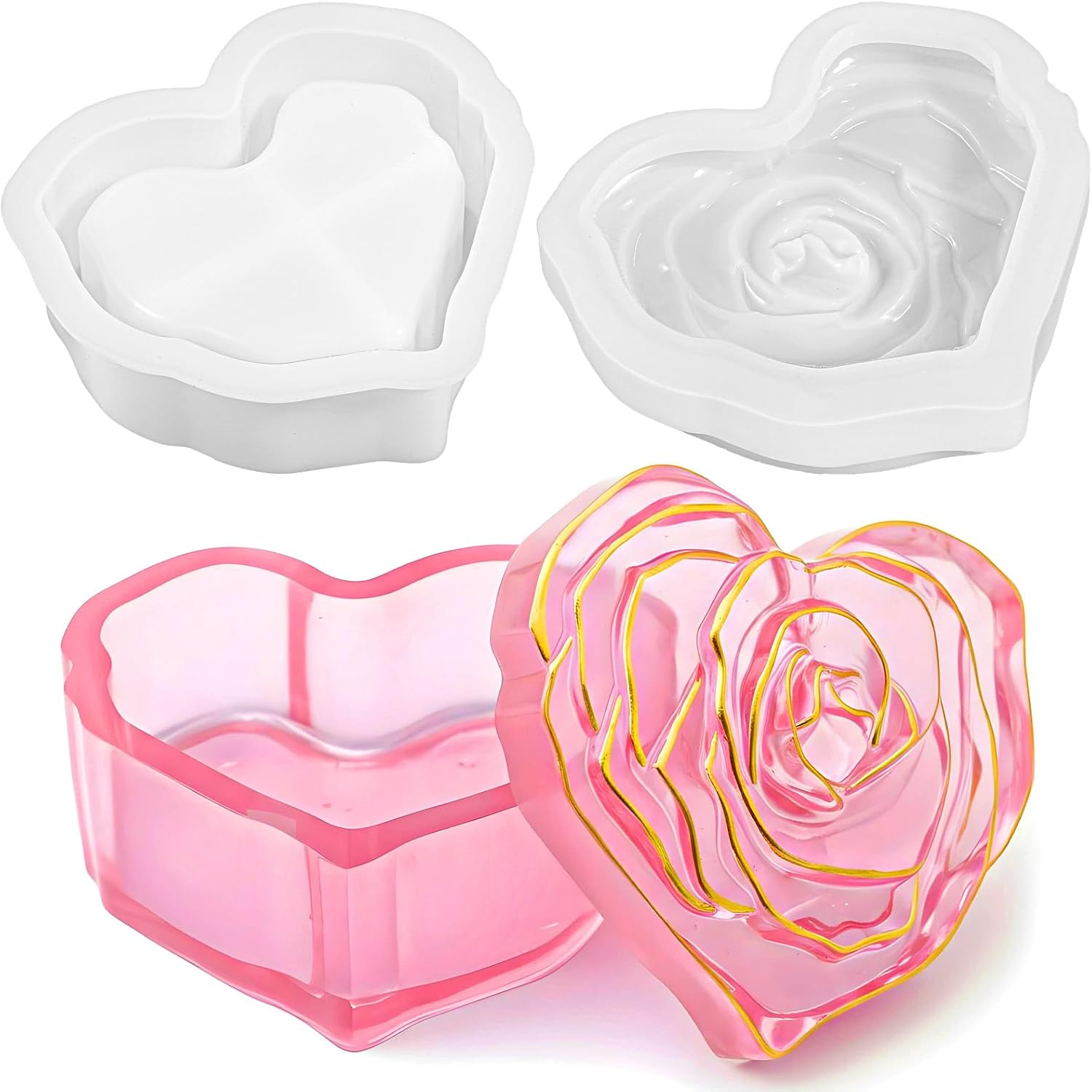 Heart Jar Resin Mold with Rose Lid - Craft Resin US