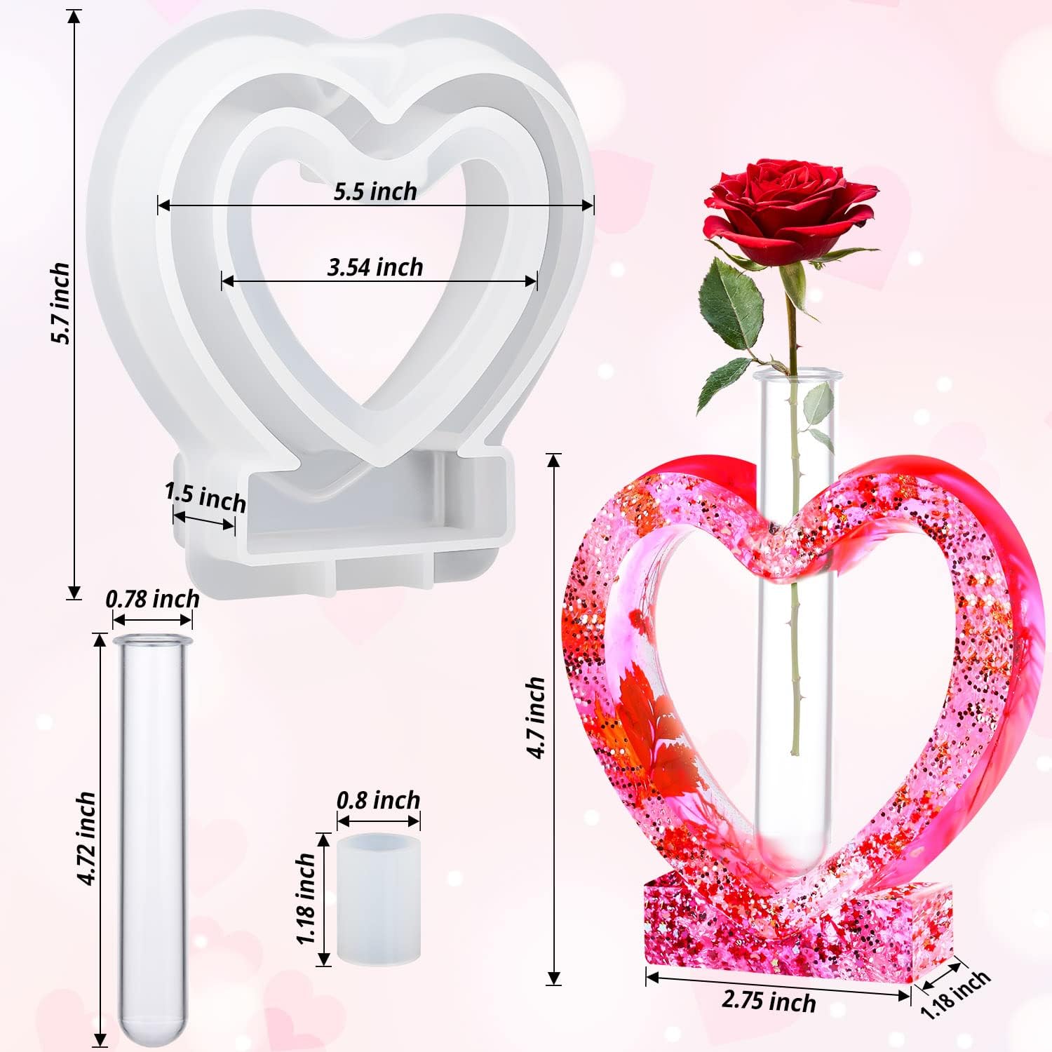 Heart Vase Resin Molds - Craft Resin US