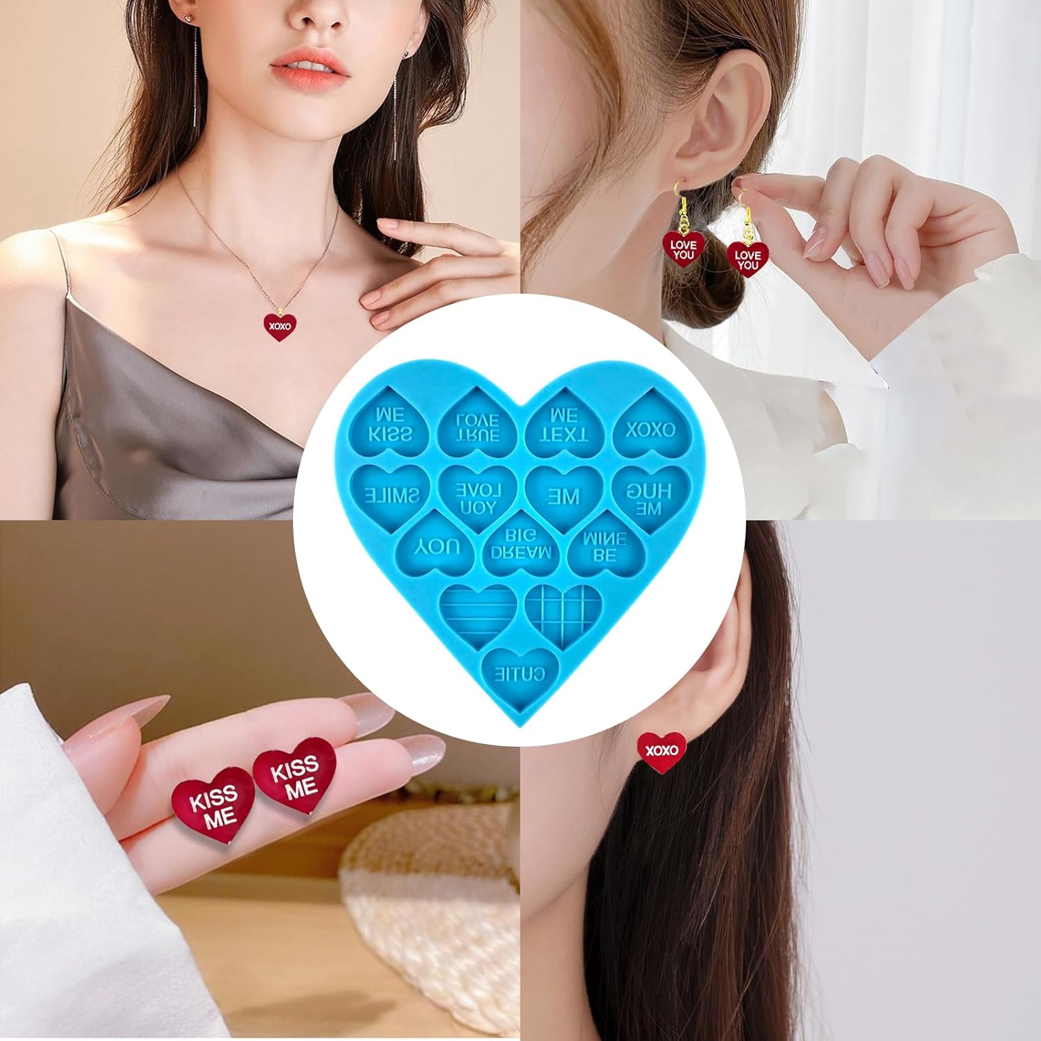 Heart with Text Resin Molds - set of 5 - Craft Resin US