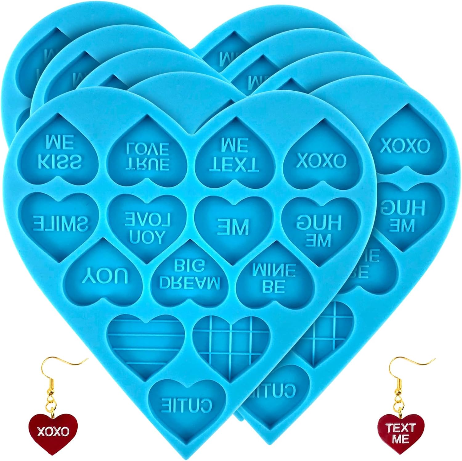 Heart with Text Resin Molds - set of 5 - Craft Resin US