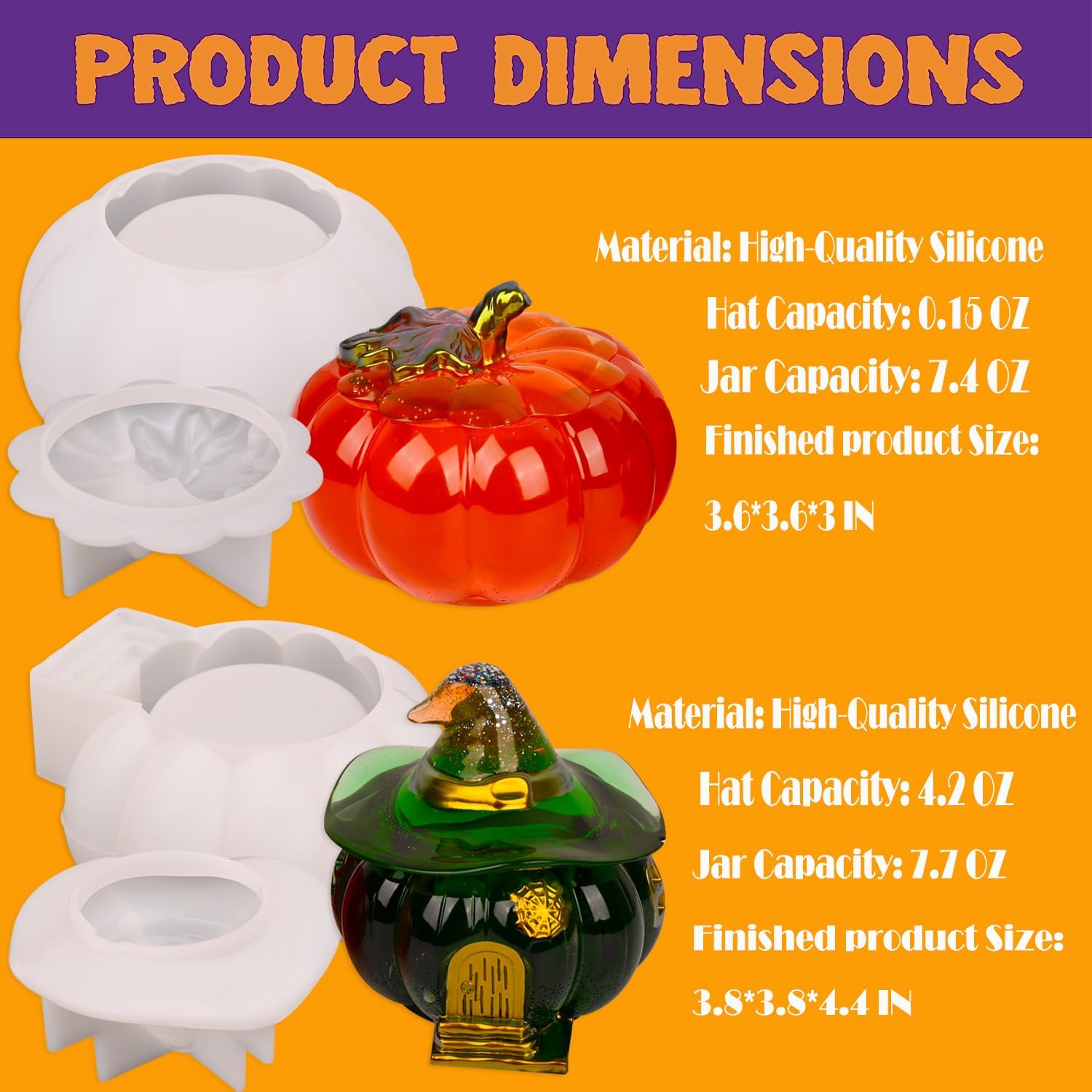 Pumpkin Jar Mold - 2 pcs - Craft Resin US