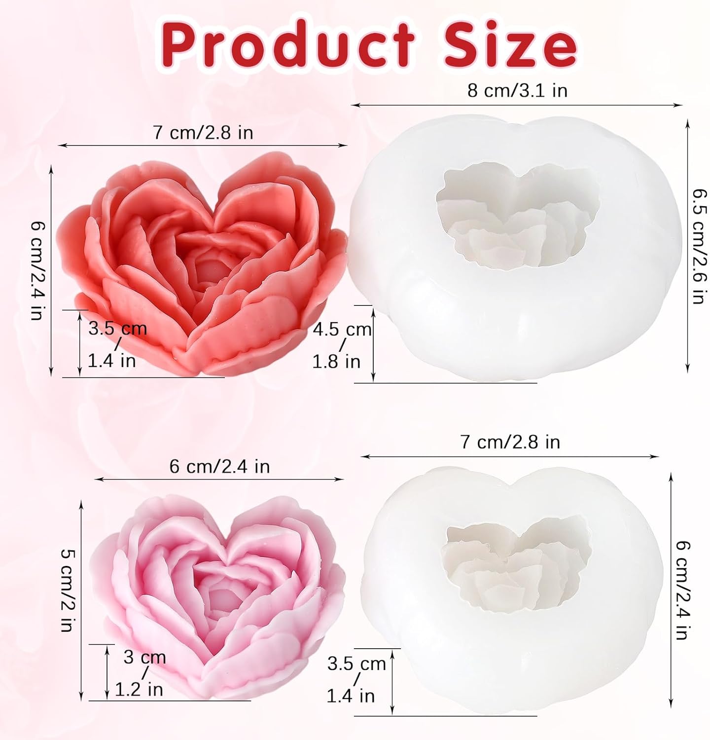 Rose Heart Resin Molds - set of 2 - Craft Resin US