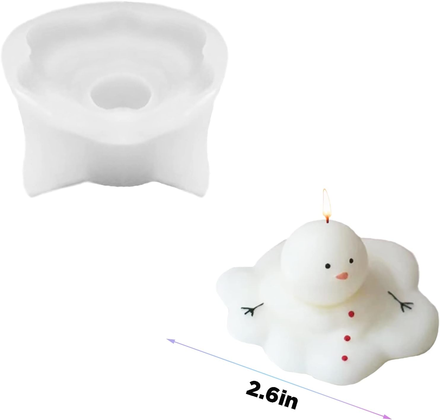 Silicone Mold Candle Making Cute Abstract Melting Snowman Design Christmas Party Decoration Candle Form Epoxy Plaster Mould(2.6In) - Craft Resin US