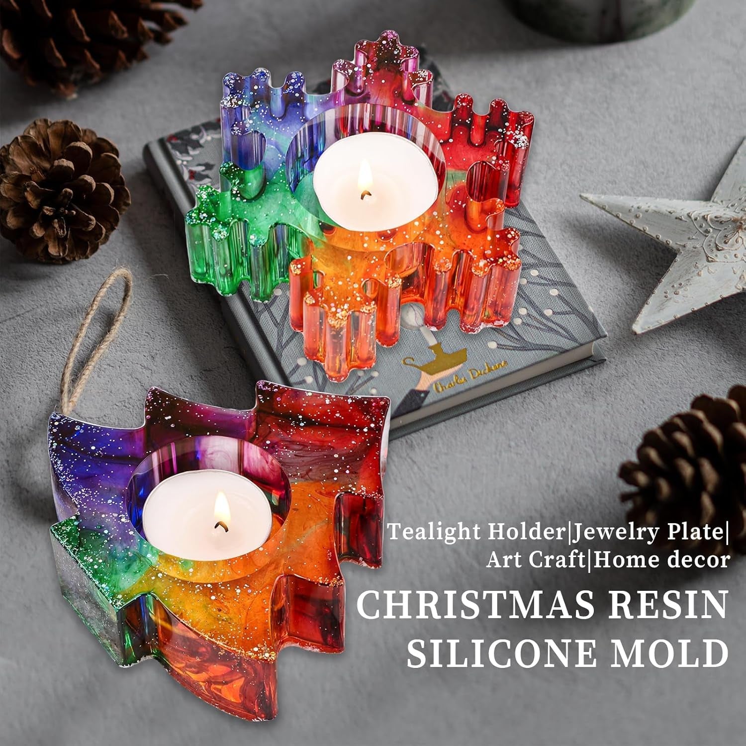 Snowflake and Tree Candle Holder Resin Mold - Craft Resin US