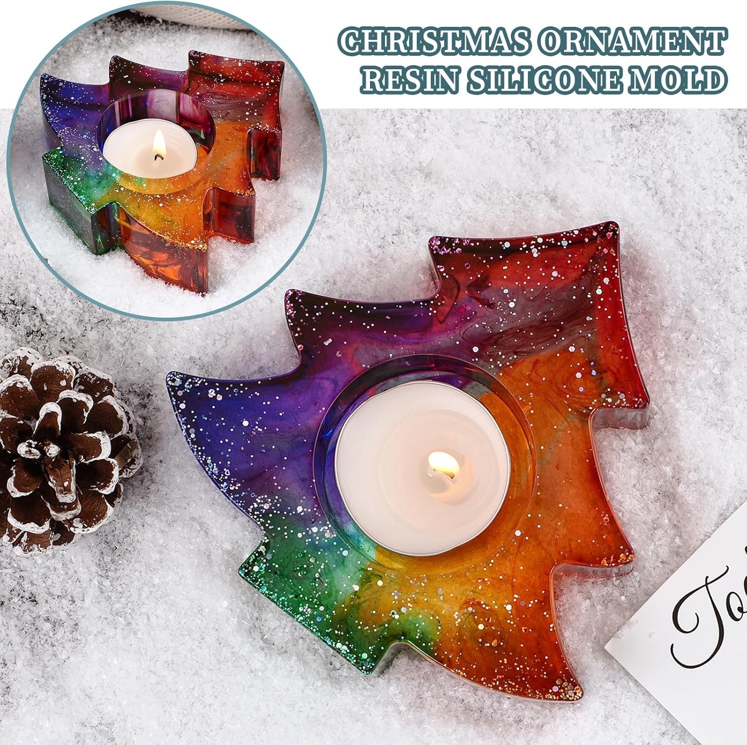 Snowflake and Tree Candle Holder Resin Mold - Craft Resin US