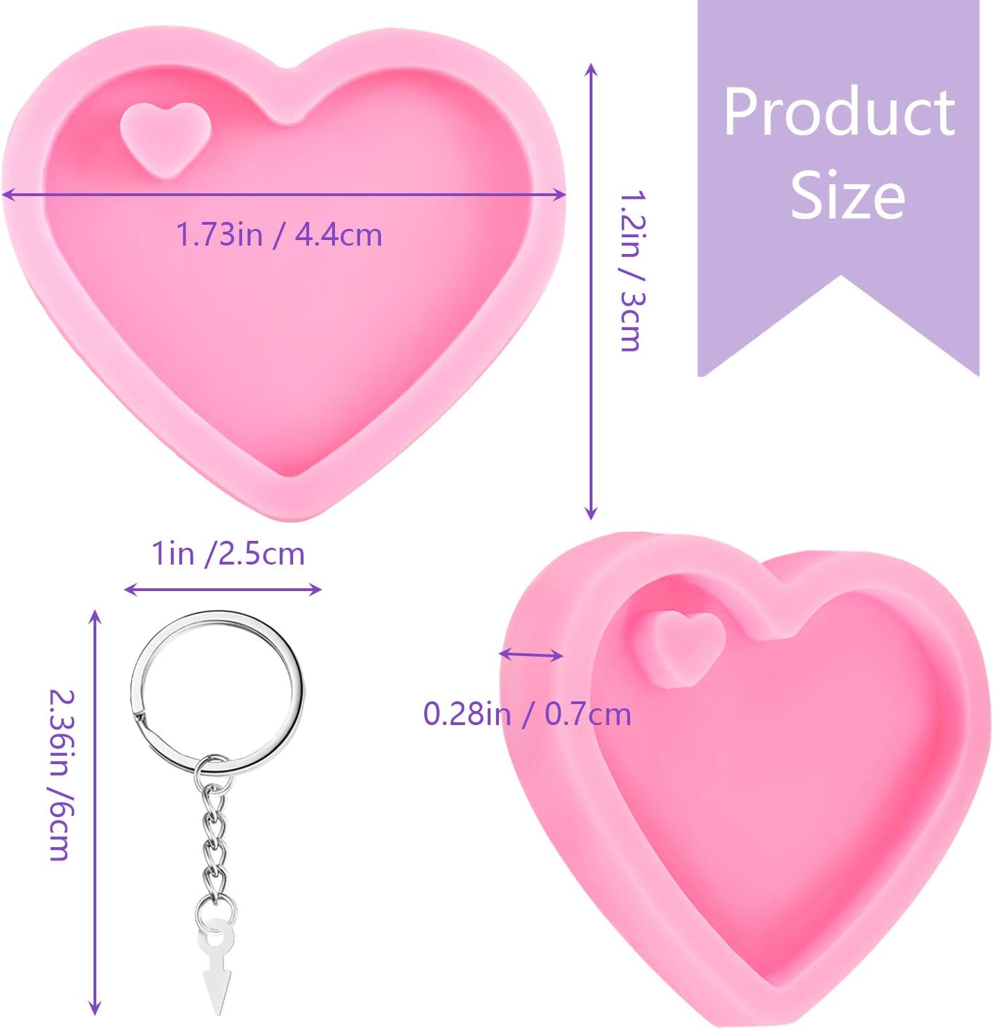 Valentine Heart Resin Keychain Molds - set of 4 - Craft Resin US