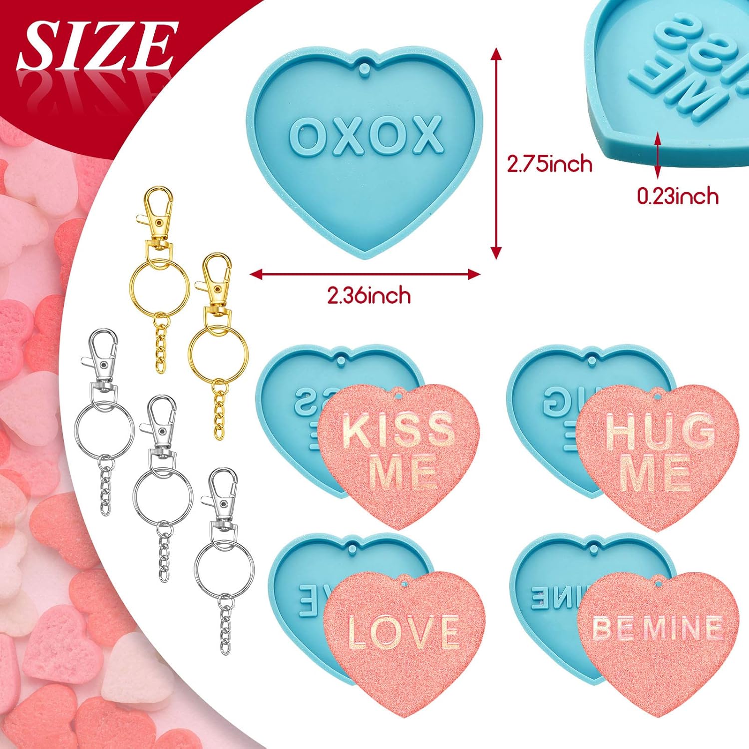 Valentine‘s Day Keychain Resin Molds with Metal Swivel - Craft Resin US