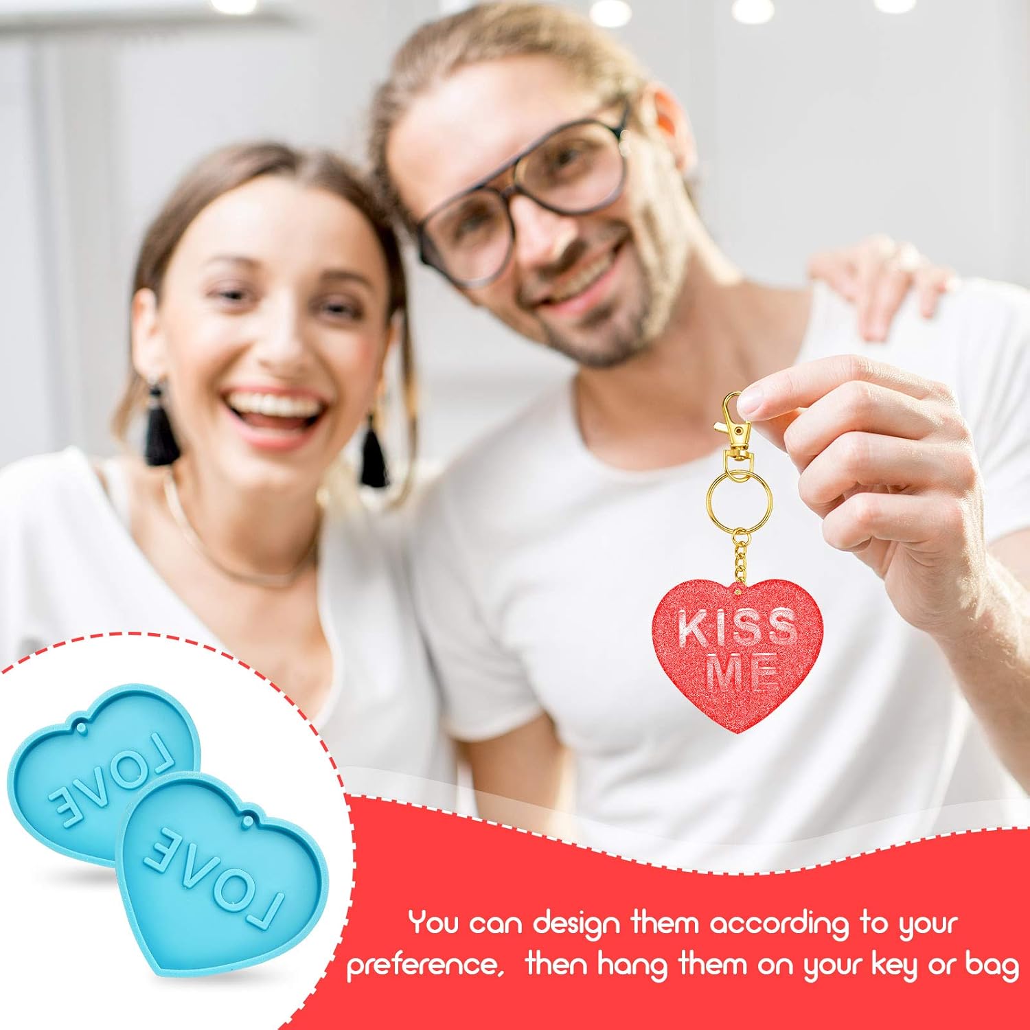 Valentine‘s Day Keychain Resin Molds with Metal Swivel - Craft Resin US