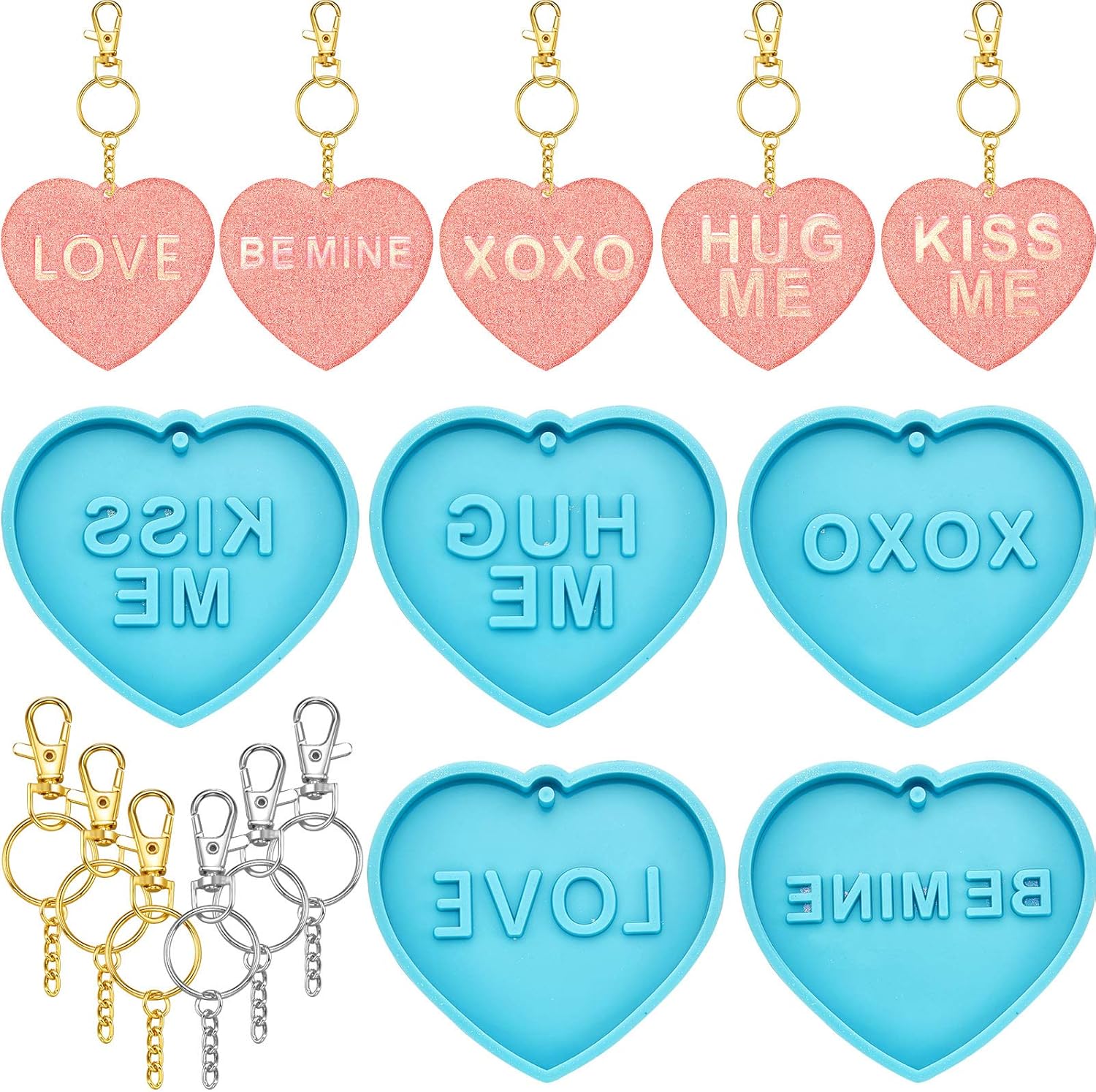 Valentine‘s Day Keychain Resin Molds with Metal Swivel - Craft Resin US